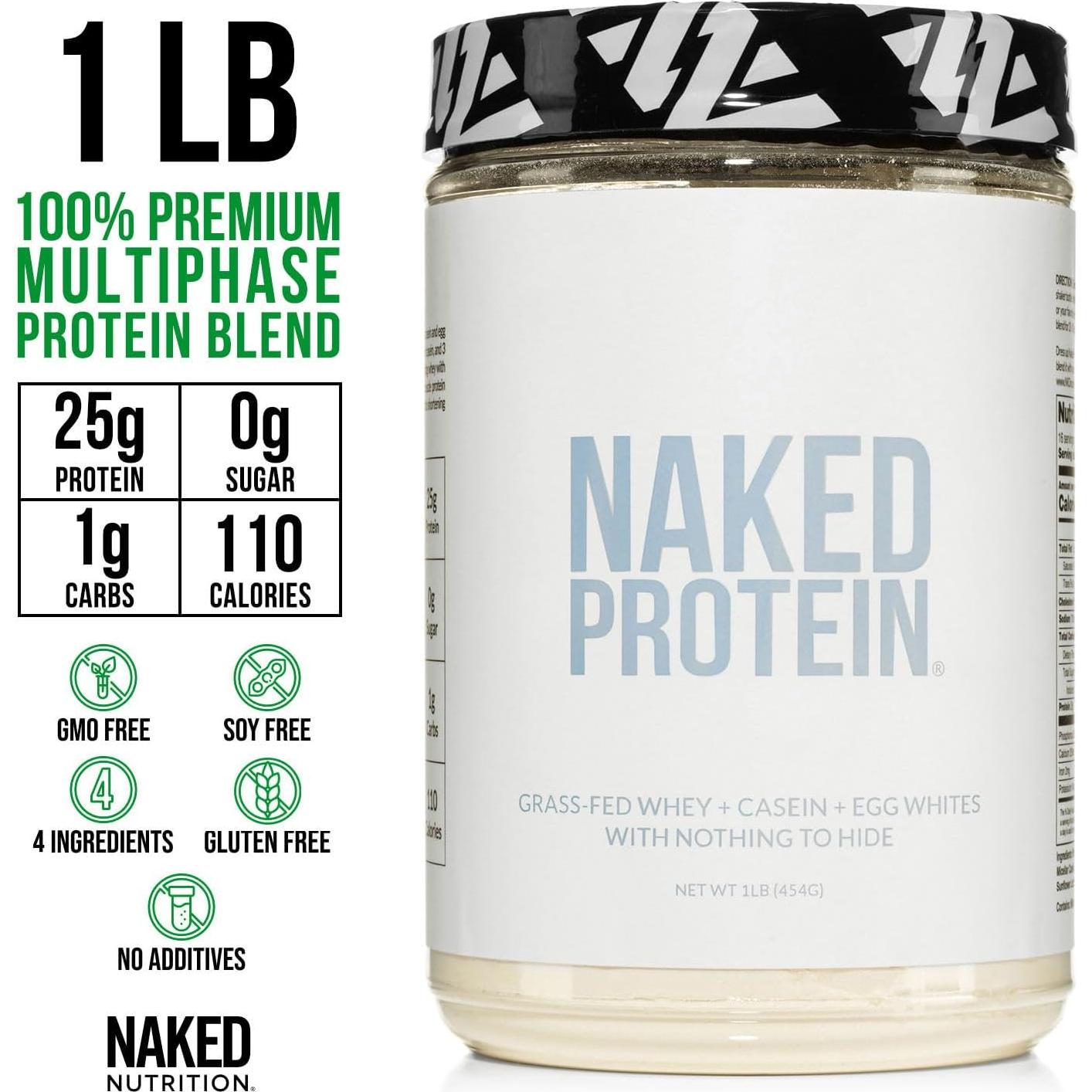 Mezcla de Proteína NAKED 0.45kg - Huevo, Suero y Caseína
