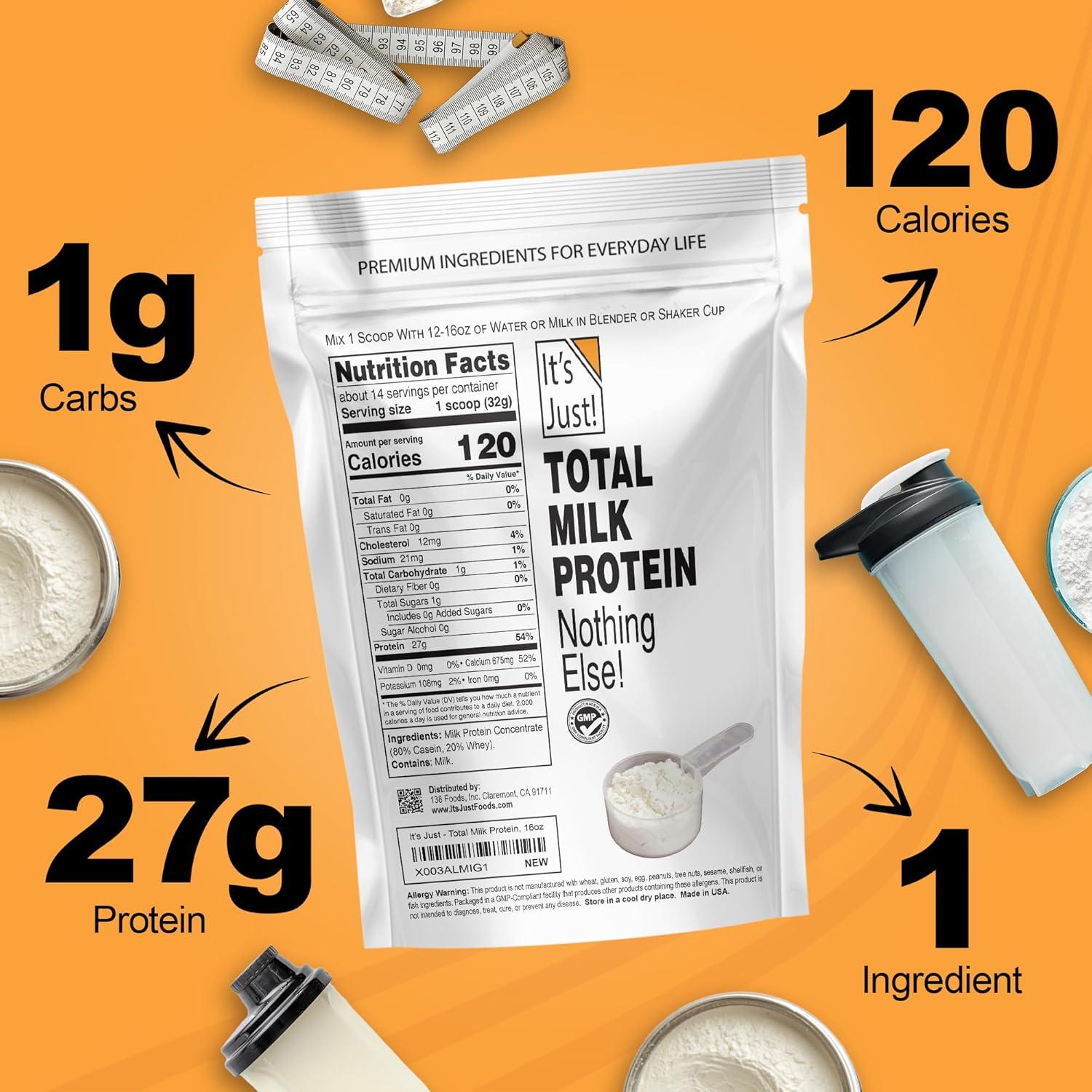 Concentrado de Proteína de Leche Total 0.45kg Justo! Sin Sabor