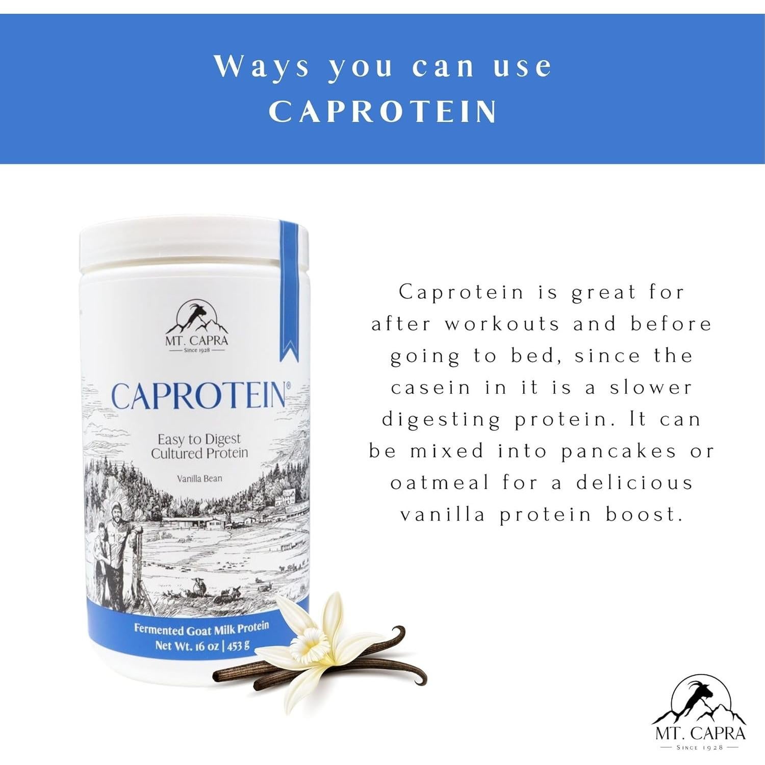 Proteína de Caseína de Cabra Mt. Capra Vainilla 453 g