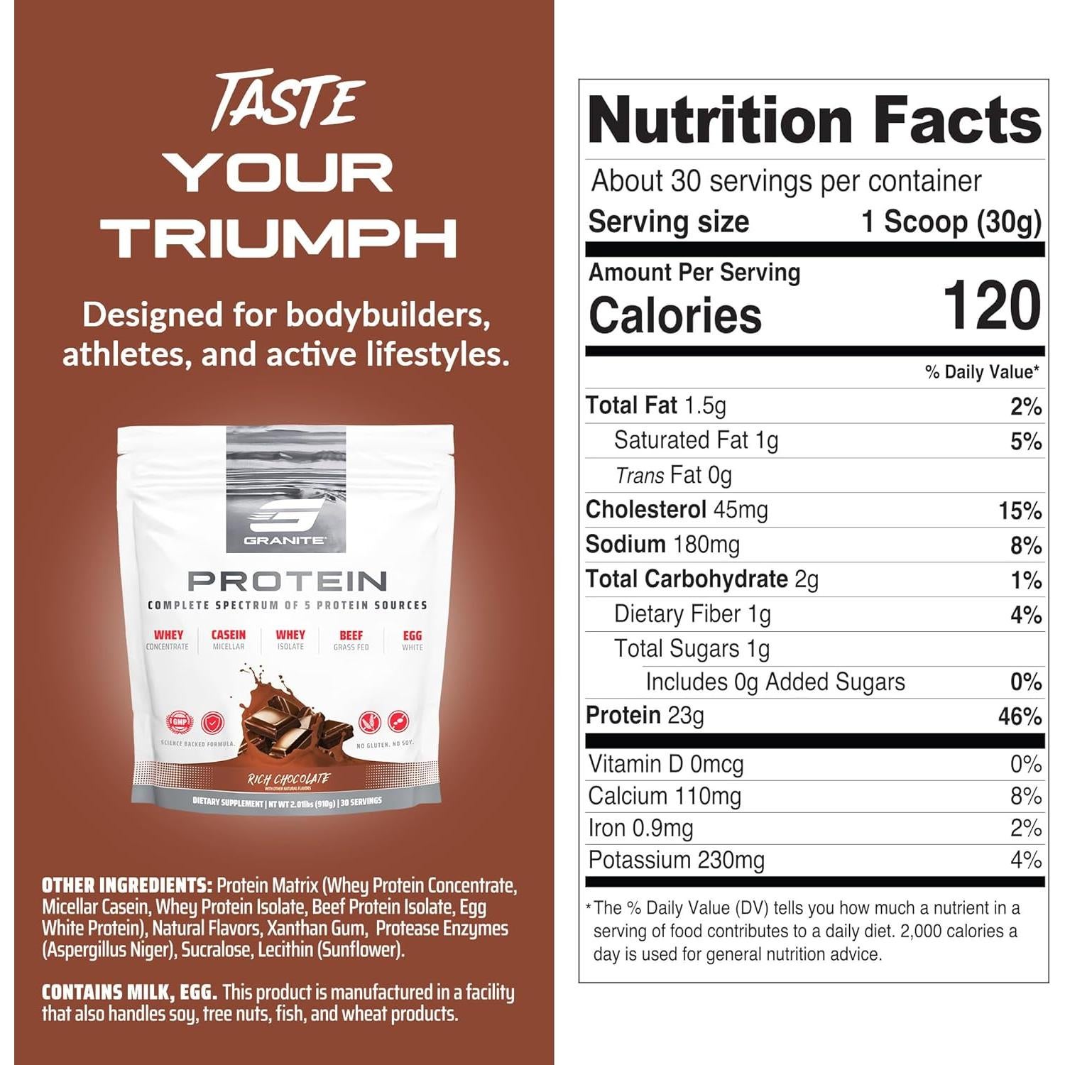 Polvo de Proteína Granite Nutrition - 5 Fuentes Premium - Chocolate