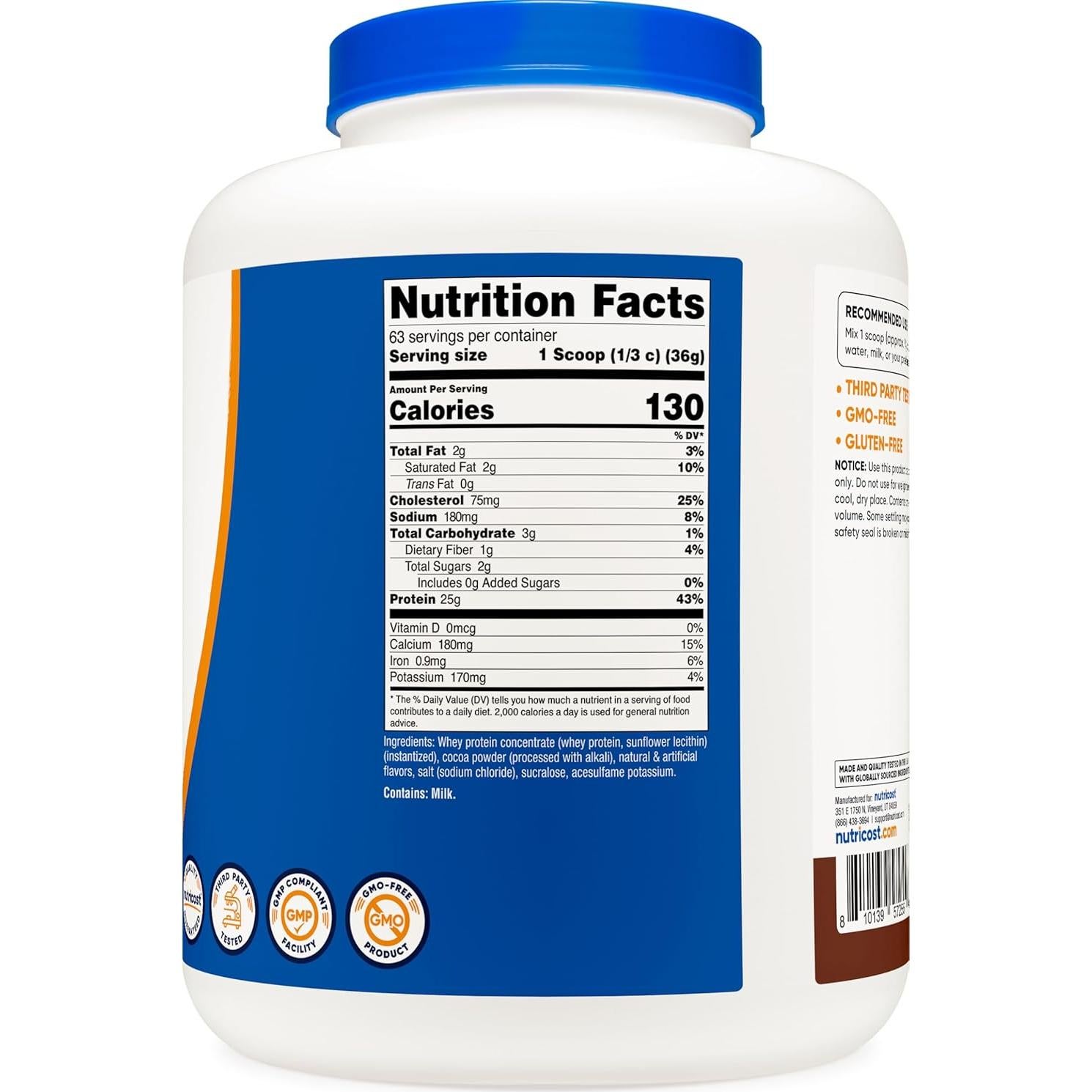 Concentrado de Proteína de Suero Nutricost 2.27KG Chocolate
