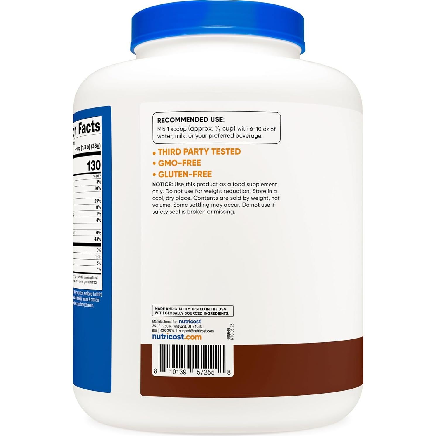 Concentrado de Proteína de Suero Nutricost 2.27KG Chocolate