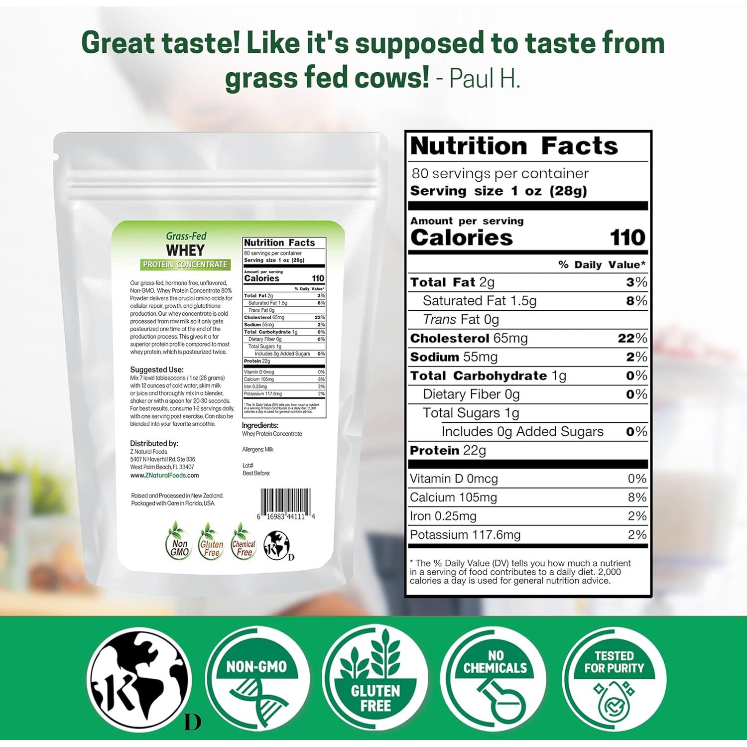 Concentrado de Proteína de Suero Z Natural Foods 2.27 kg Sin Sabor