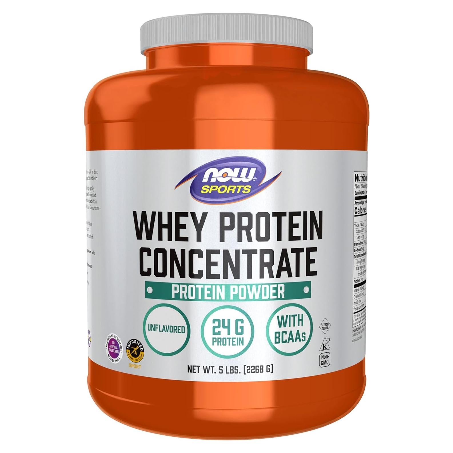 Proteína de Suero NOW Foods 24g BCAAs Sin Sabor 2.27kg