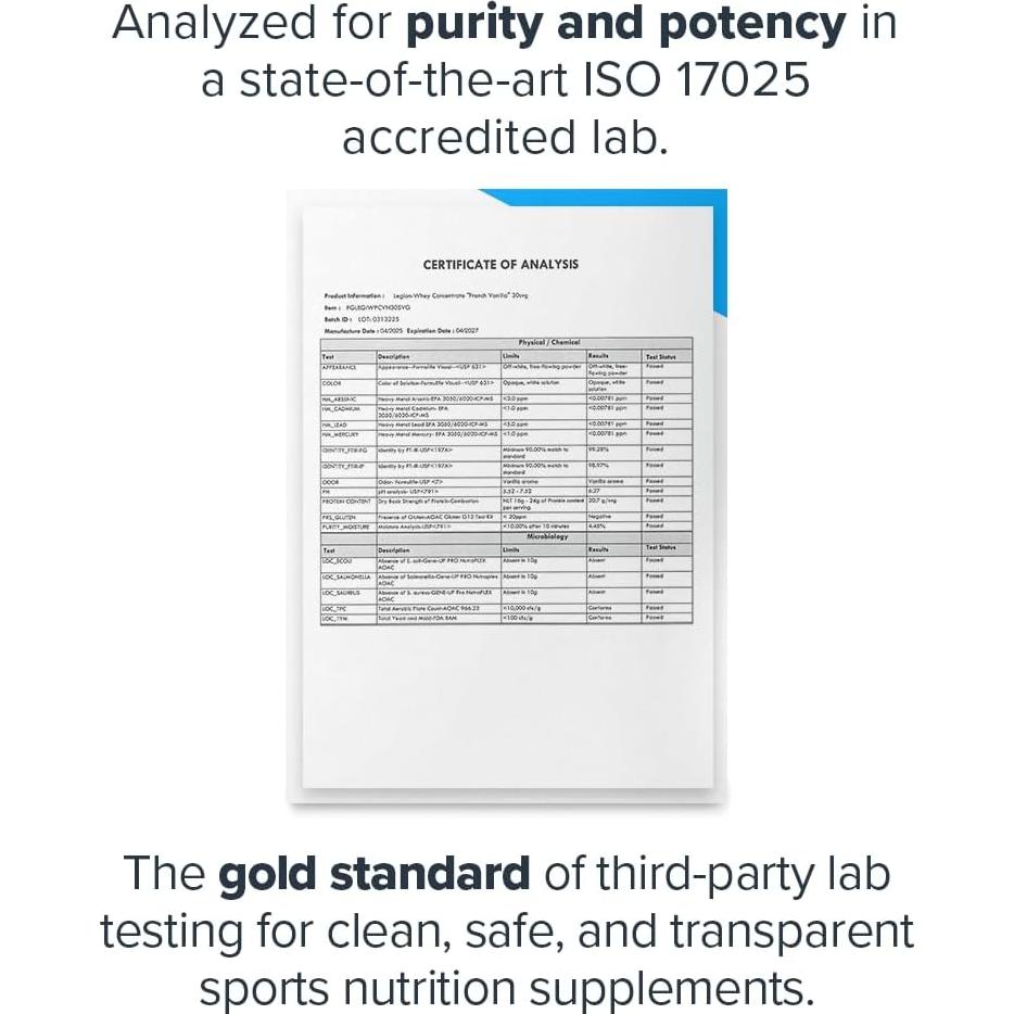 Proteína de Suero LEGION Vainilla 30 Porciones 0.68 kg