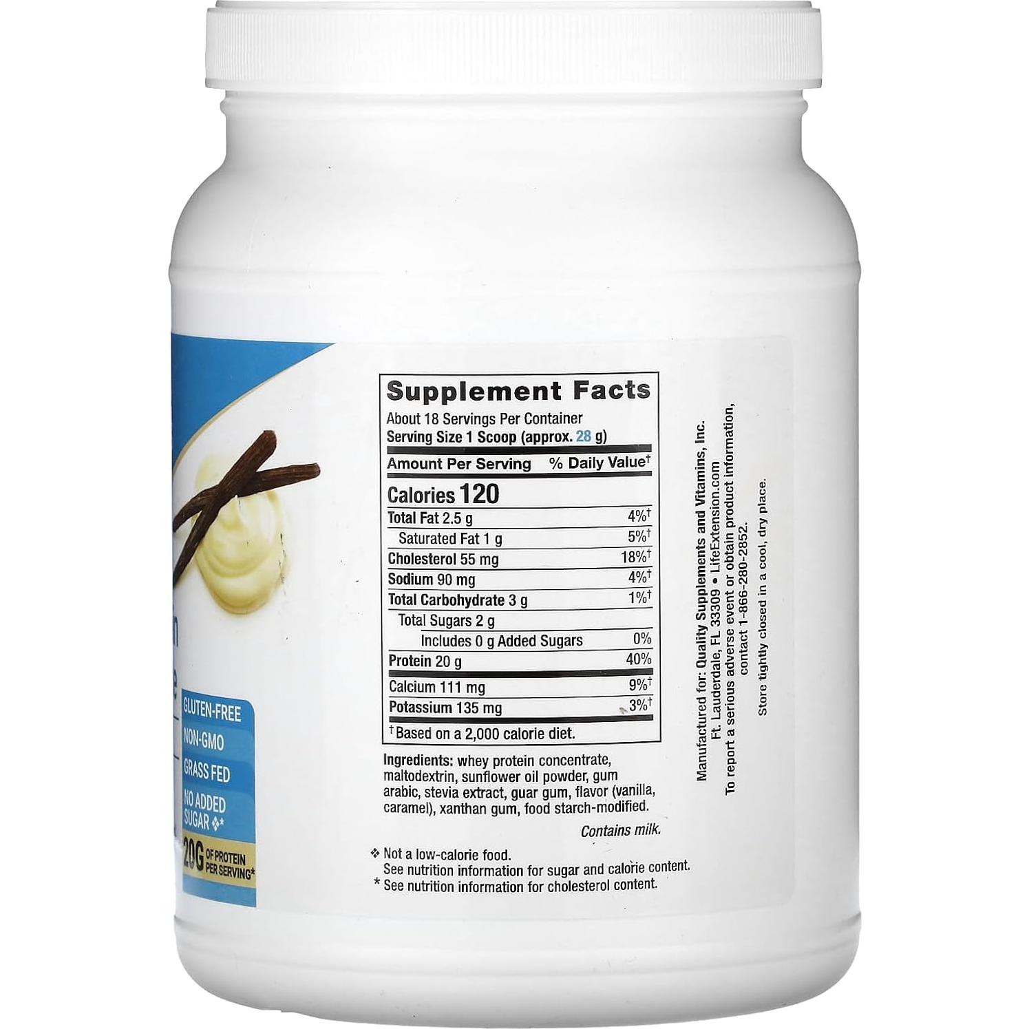 Concentrado de Proteína de Suero Life Extension 500g Vainilla