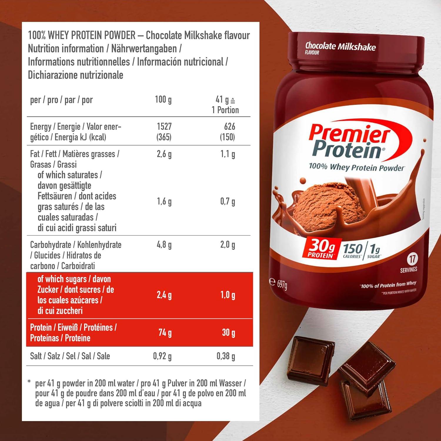Polvo de Proteína Premier Chocolate 30g 100% Suero 0.69kg