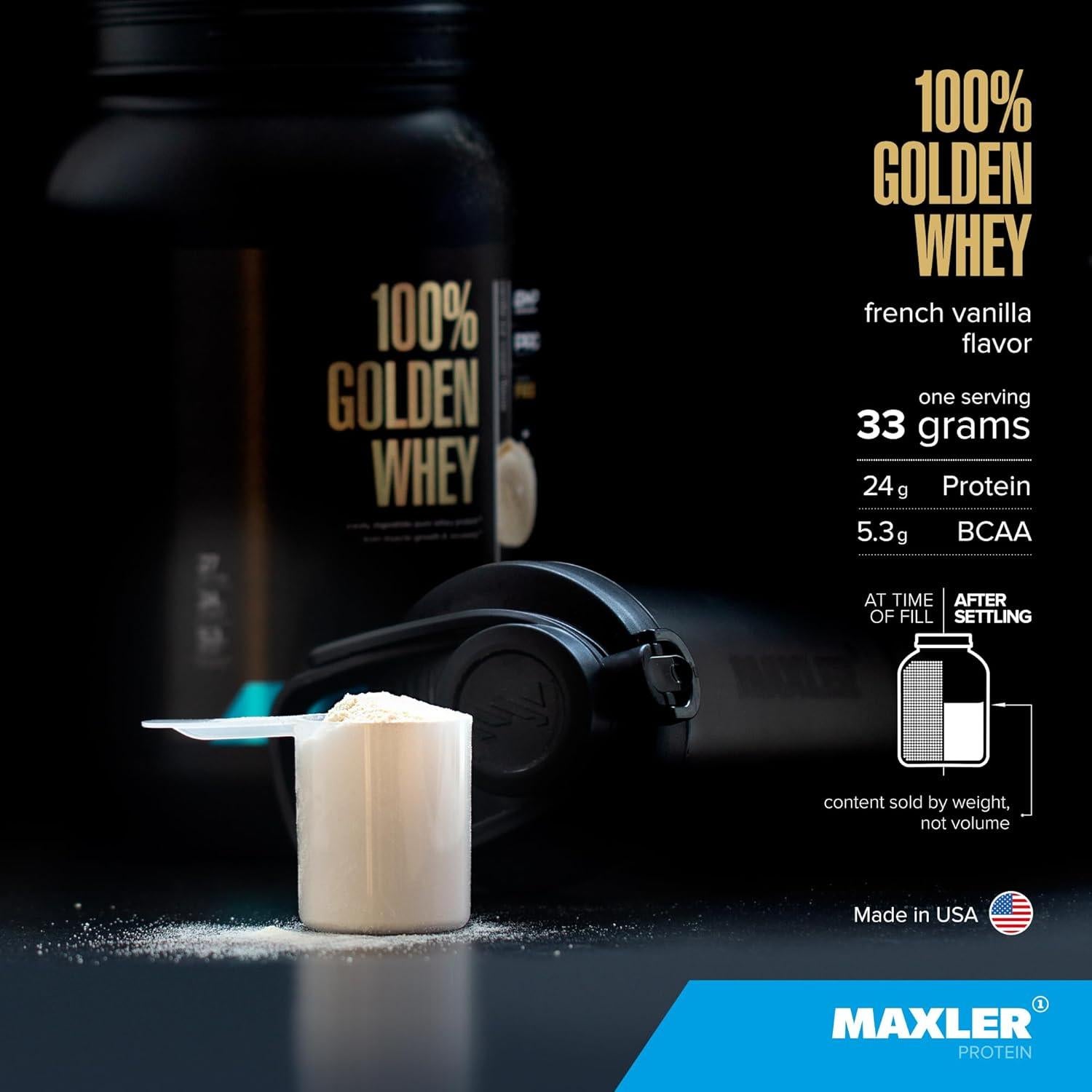 Proteína de Suero Maxler 100% Golden Whey 0.91kg Vainilla