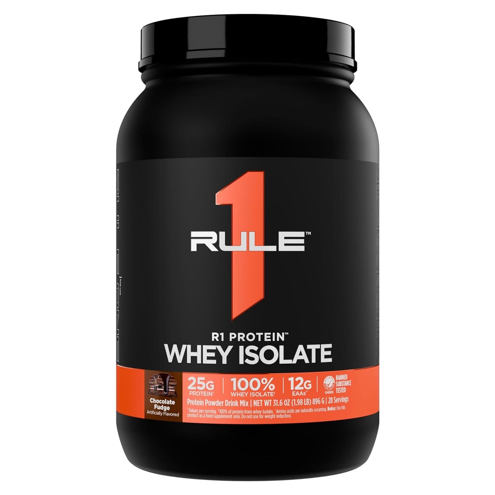 Proteína de Suero Aislada R1 - 25g Proteína y 6g BCAA - 0.91kg Chocolate Fudge