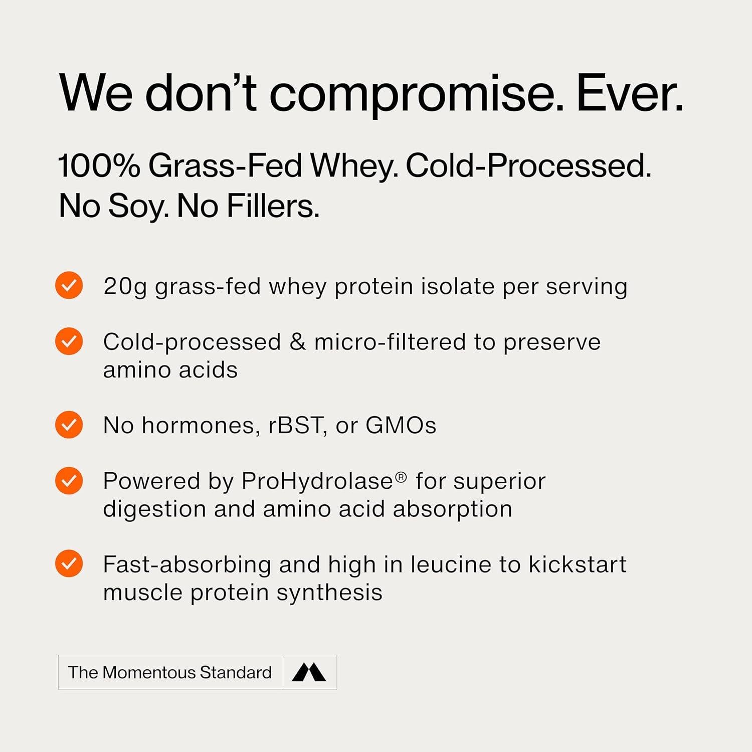 Proteína de Suero Aislada Momentous 590g - Sin Sabor - NSF