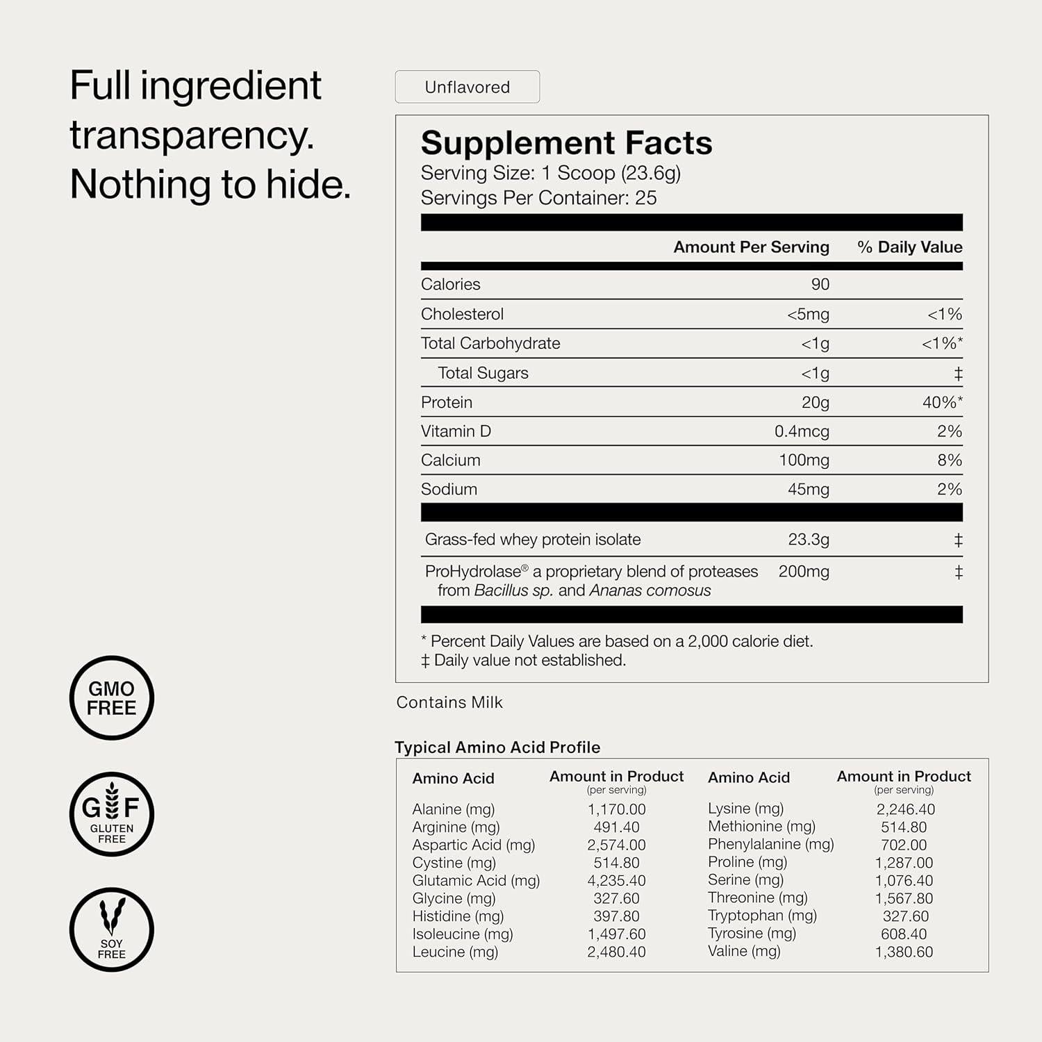 Proteína de Suero Aislada Momentous 590g - Sin Sabor - NSF