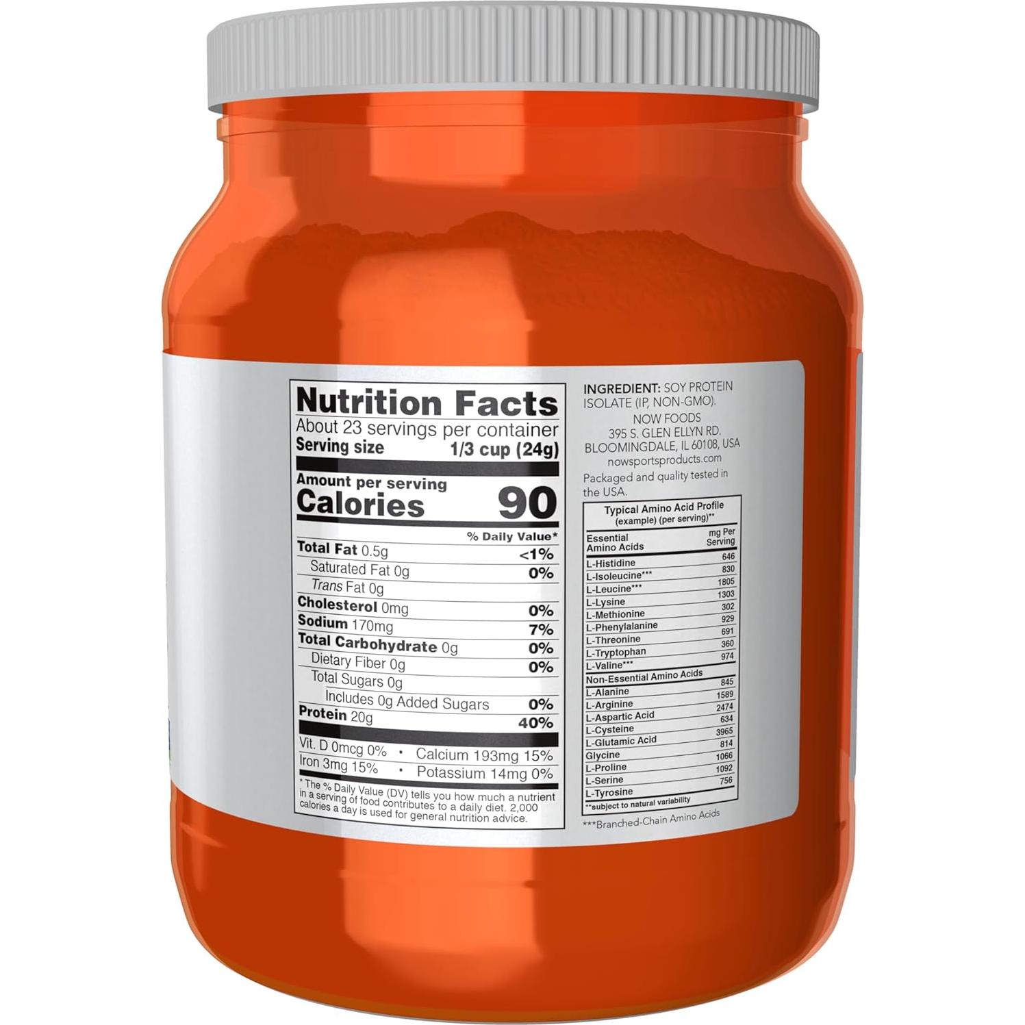 Aislado de Proteína de Soja NOW 20g Sin Sabor 0.54kg