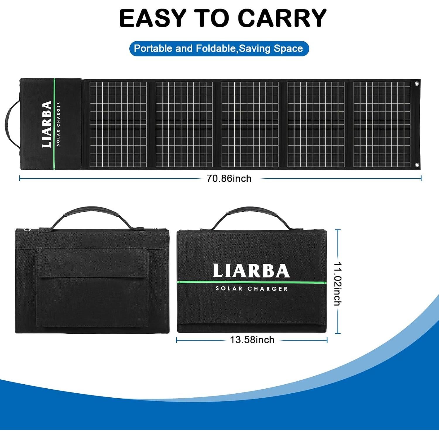 Panel Solar Plegable Liarba 60W USB QC3.0 Camping
