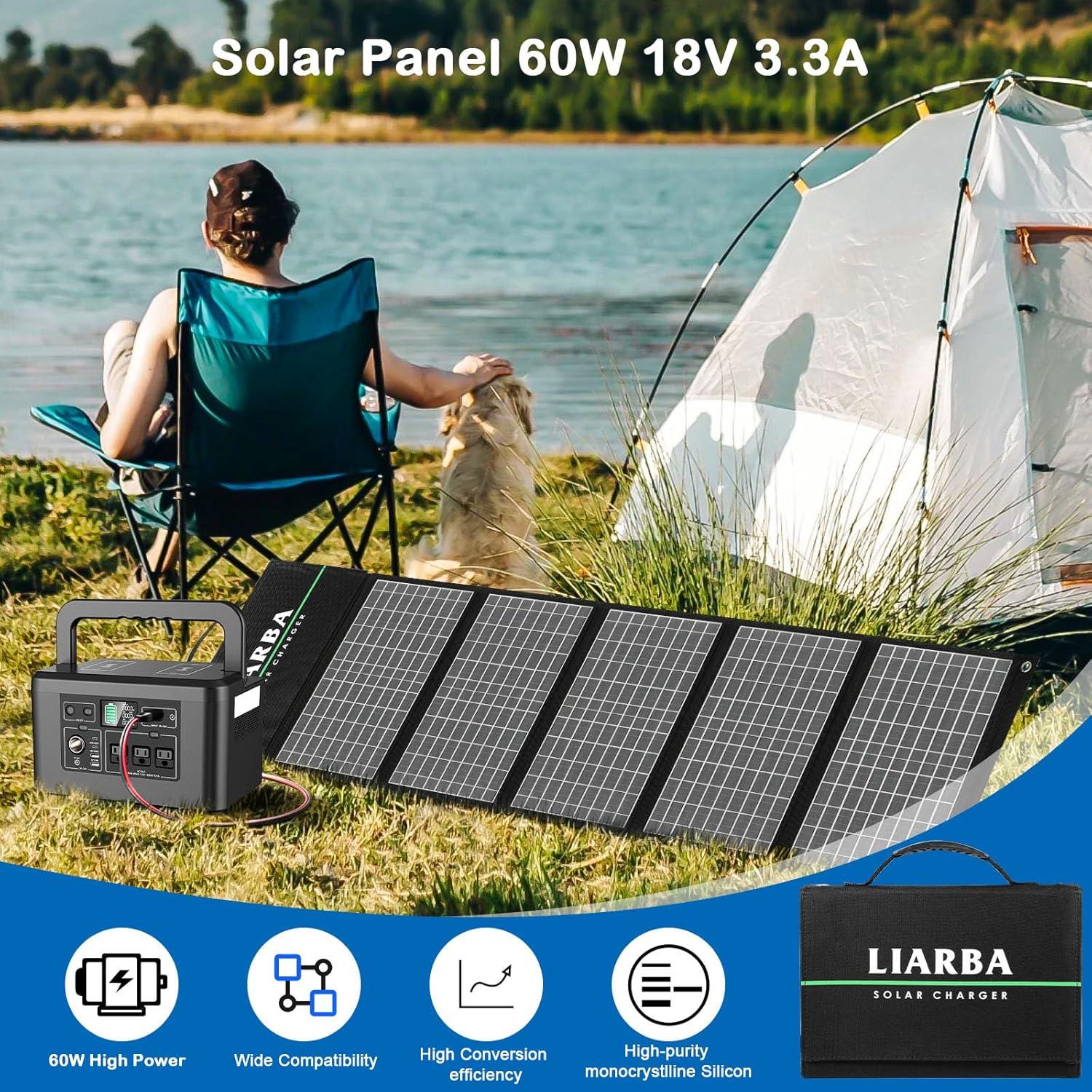 Panel Solar Plegable Liarba 60W USB QC3.0 Camping
