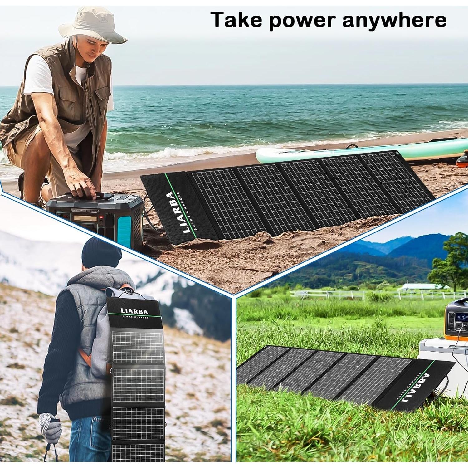 Panel Solar Plegable Liarba 60W USB QC3.0 Camping