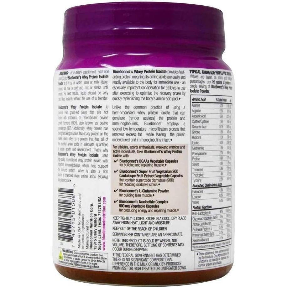 Proteína de Suero Aislada Bluebonnet 0.45 kg Sabor Chocolate