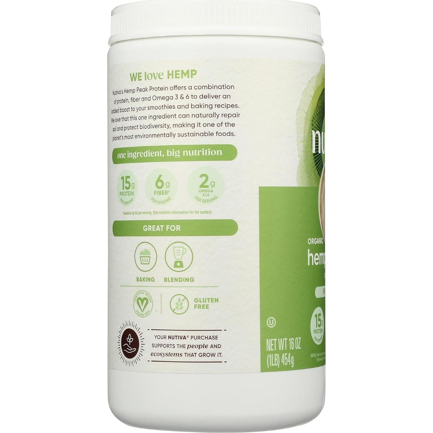 Proteína en Polvo de Semilla de Cáñamo Nutiva 454g Orgánica