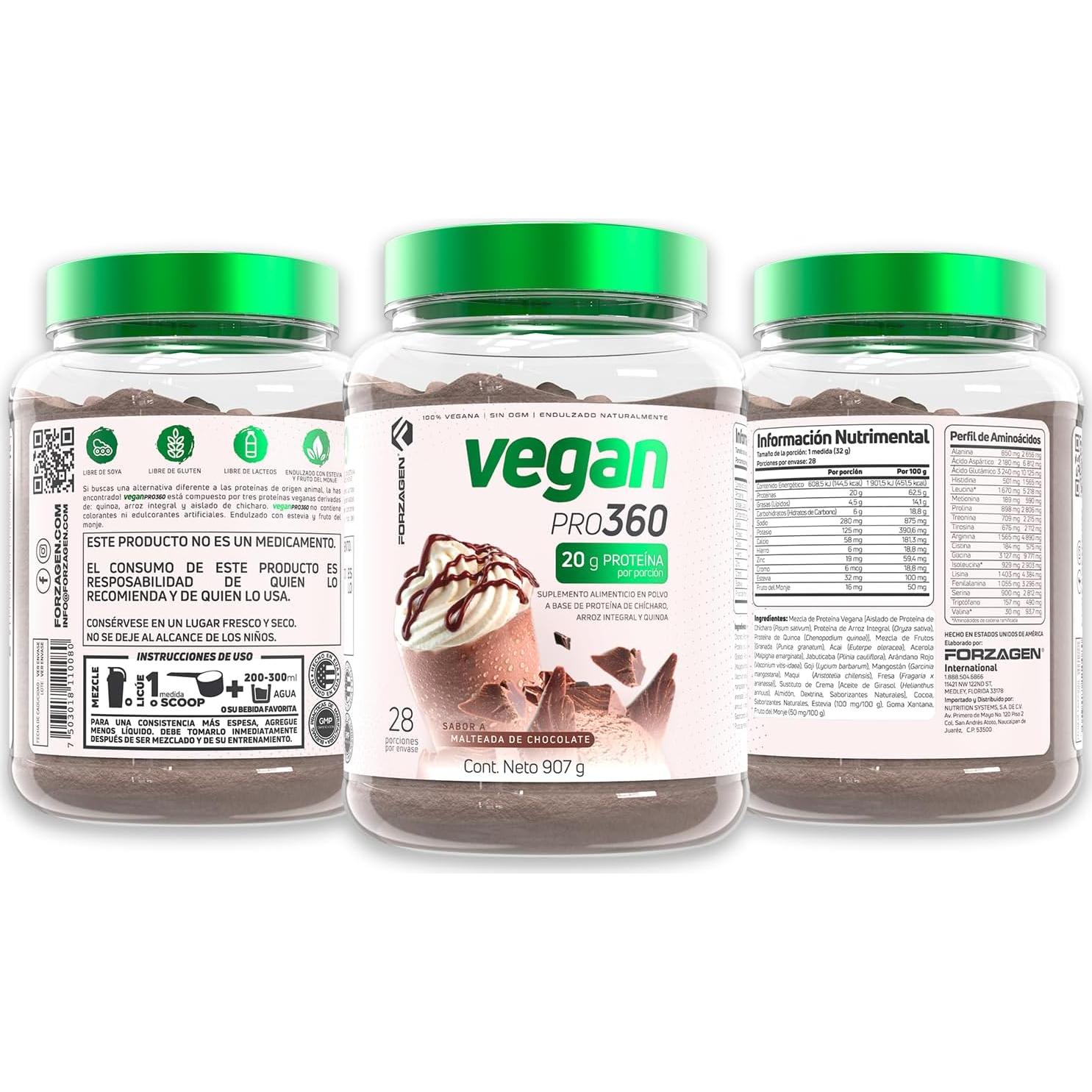 Proteína Vegana Forzagen 0.91 kg - Batido de Chocolate