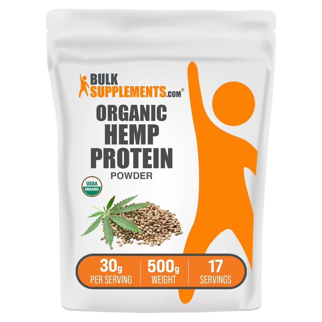 Polvo de Proteína de Cáñamo Orgánico BulkSupplements 500g
