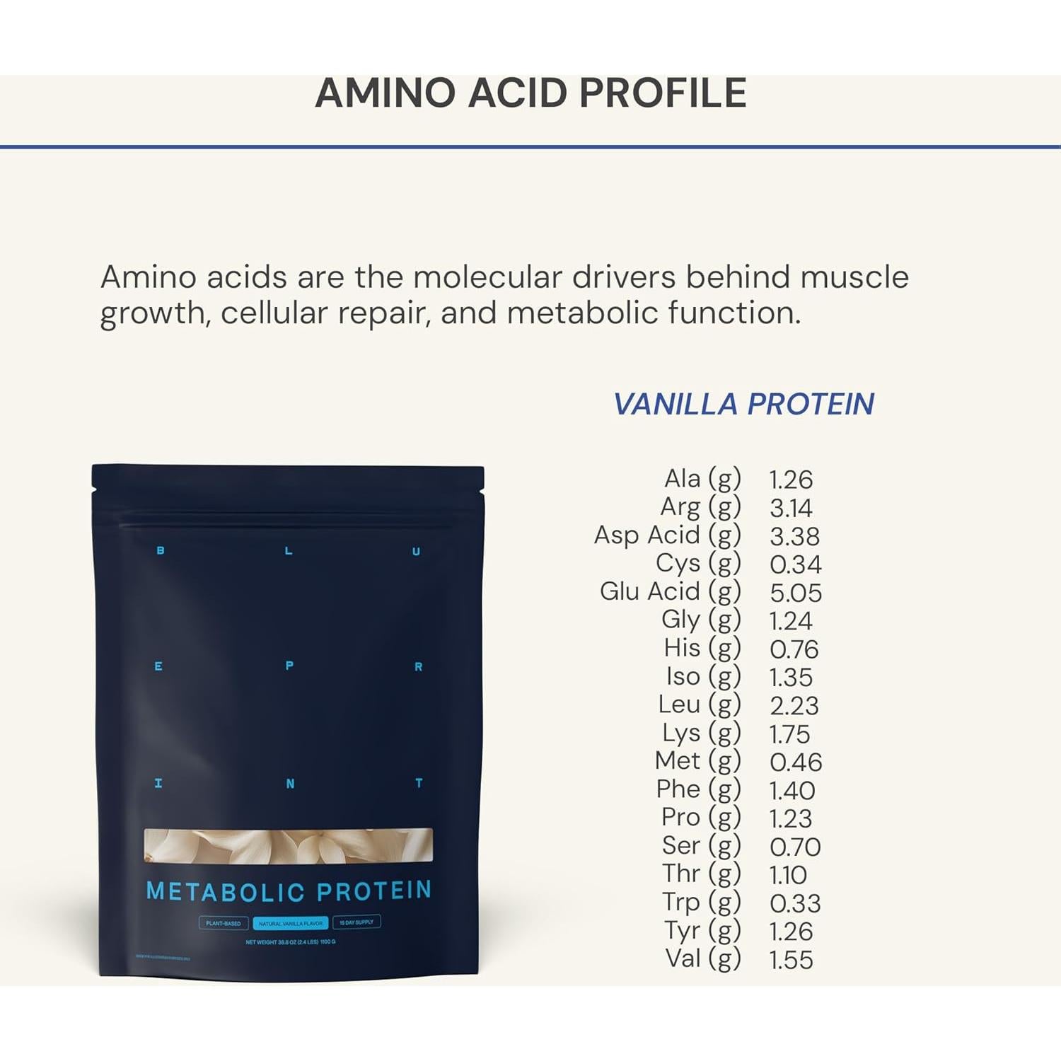 Proteína Vegana Blueprint Bryan Johnson 27g Vainilla 15 Porciones