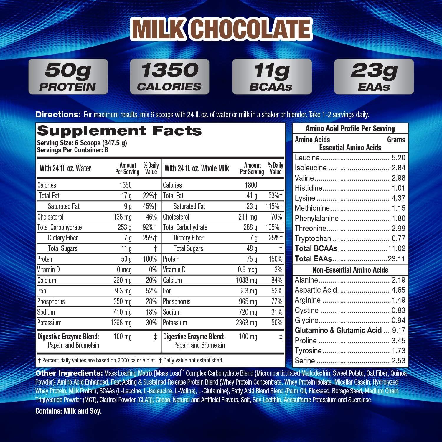 Aumento de Masa Muscular MHP XXXL 1350 Chocolate 2.77kg