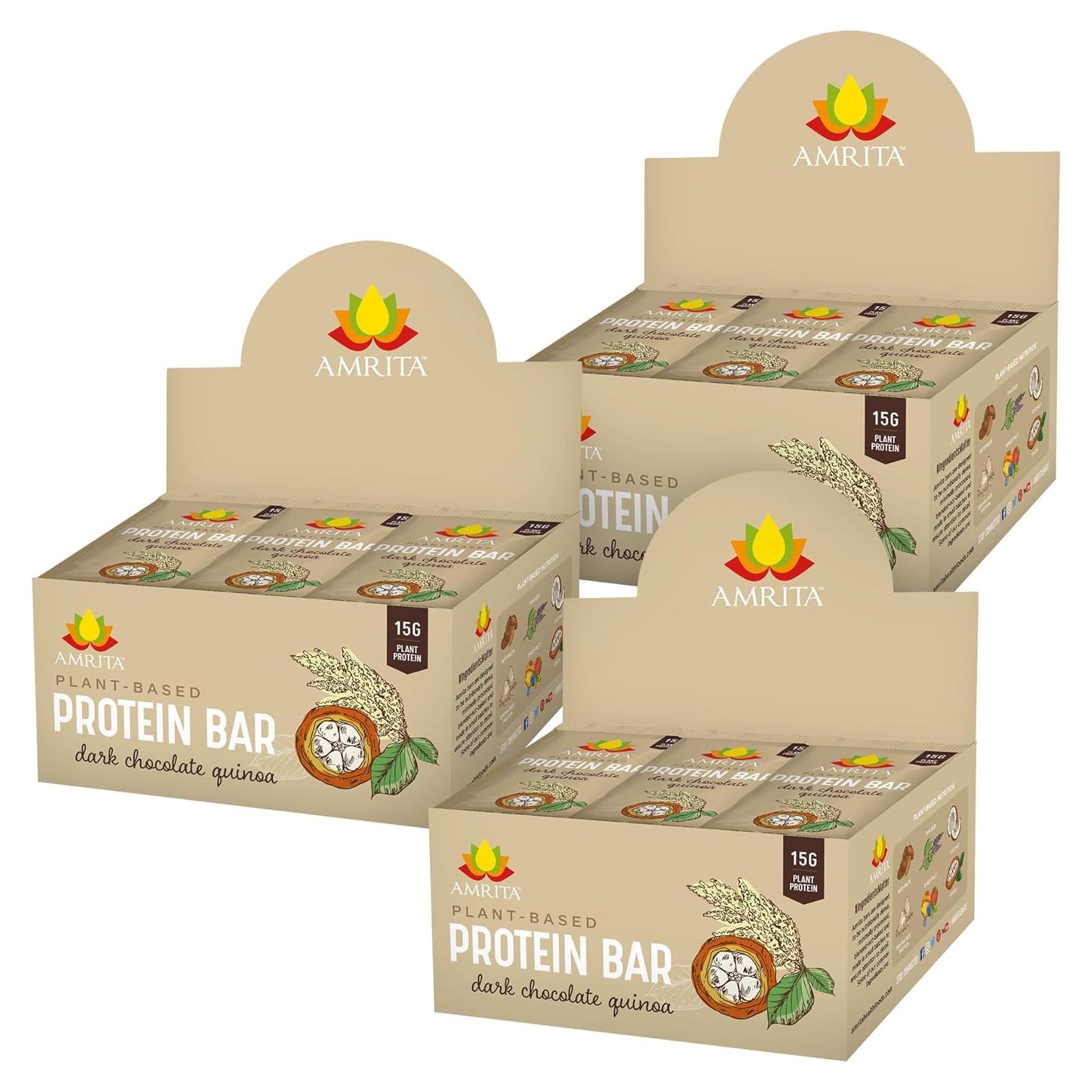 Barras de Proteína Veganas Amrita Chocolate Oscuro Quinoa 12g