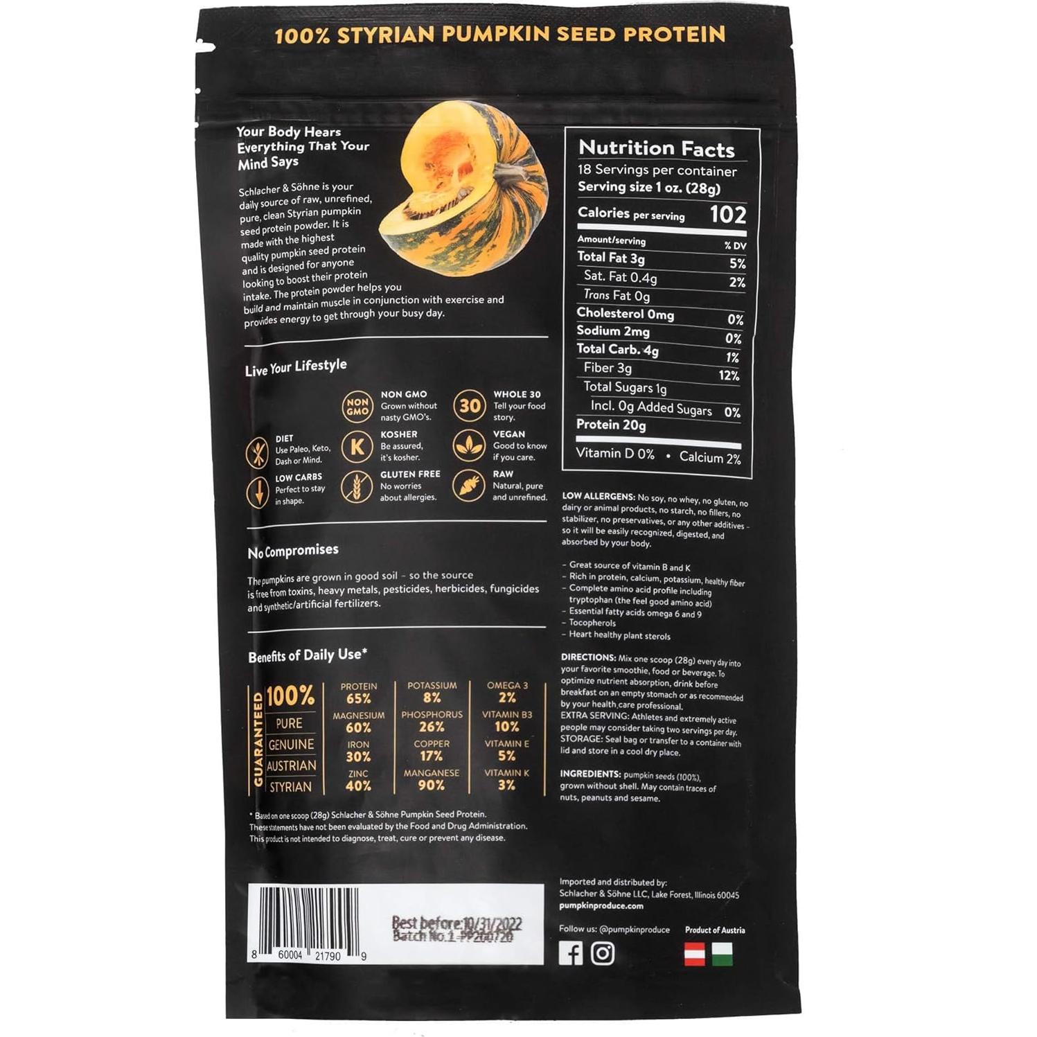 Proteína en Polvo de Semilla de Calabaza Schlacher 500g