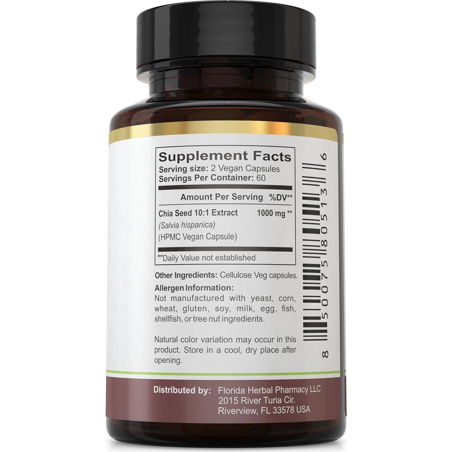 Cápsulas de Extracto de Semilla de Chía 10:1 Mihee Herbals 120 U.