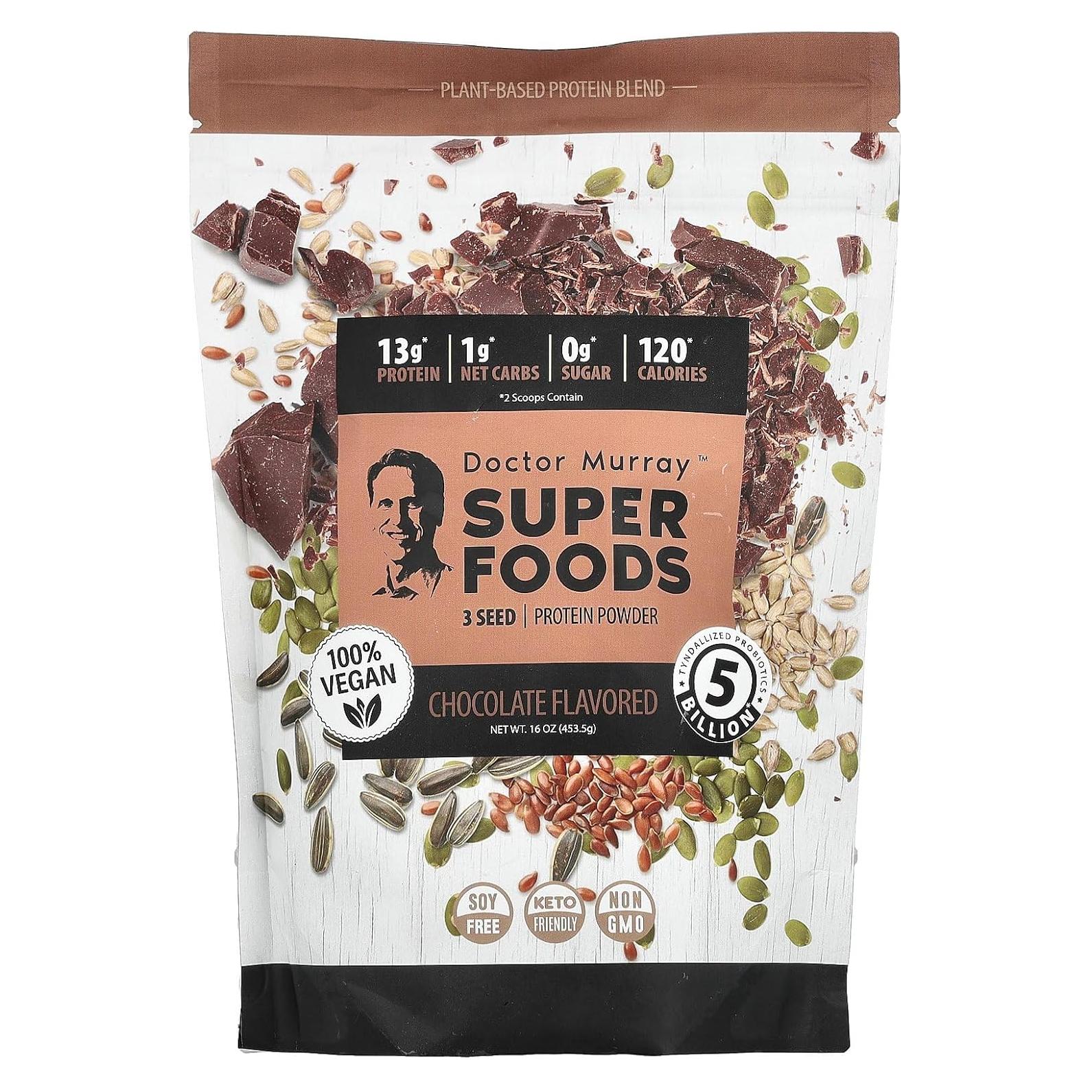 Proteína Vegana en Polvo Dr. Murray 3 Semillas Chocolate 453 g
