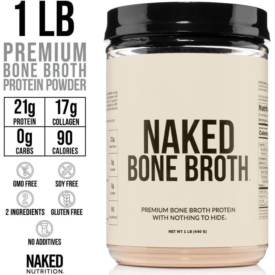 Caldo de Huesos en Polvo NAKED - 21g Proteína, 17g Colágeno - 0.45kg