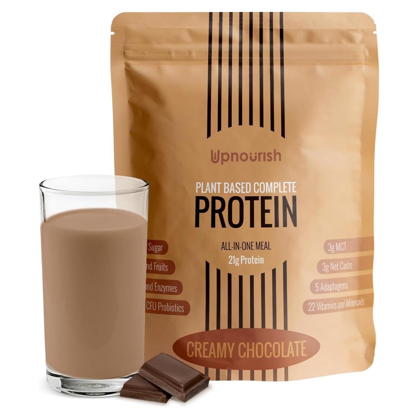 Polvo de Proteína Vegana Chocolate UpNourish 1.5kg 21g Proteína