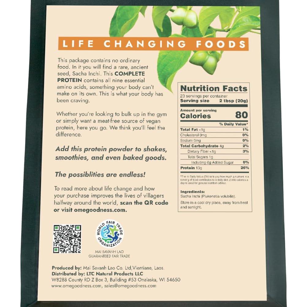 Sacha Inchi Polvo de Proteína Vegetal 0.91 kg - Vegano y Libre de Alérgenos