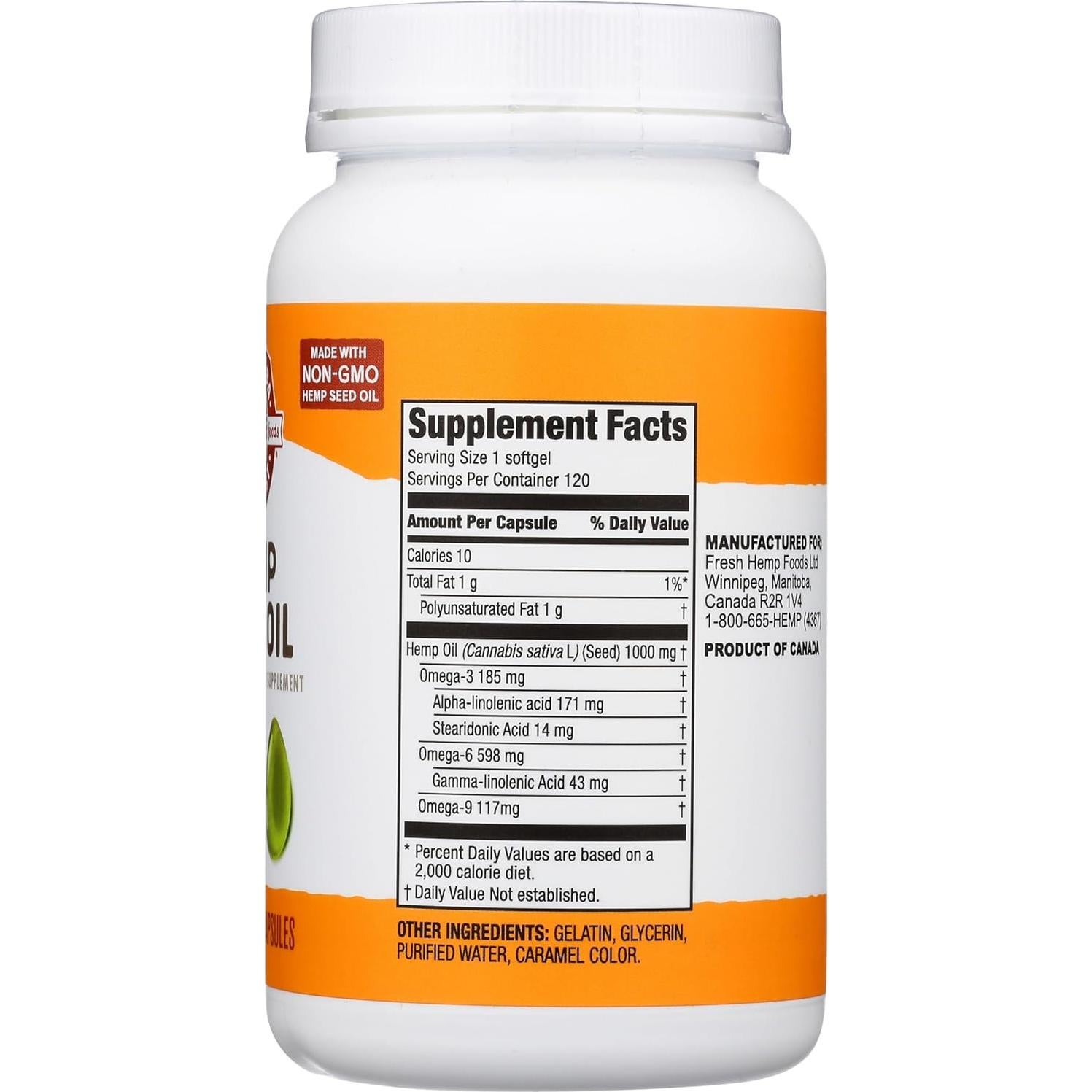 Aceite de Semilla de Cáñamo Manitoba Harvest Softgels 780 mg Omegas 3 y 6 120 Ct