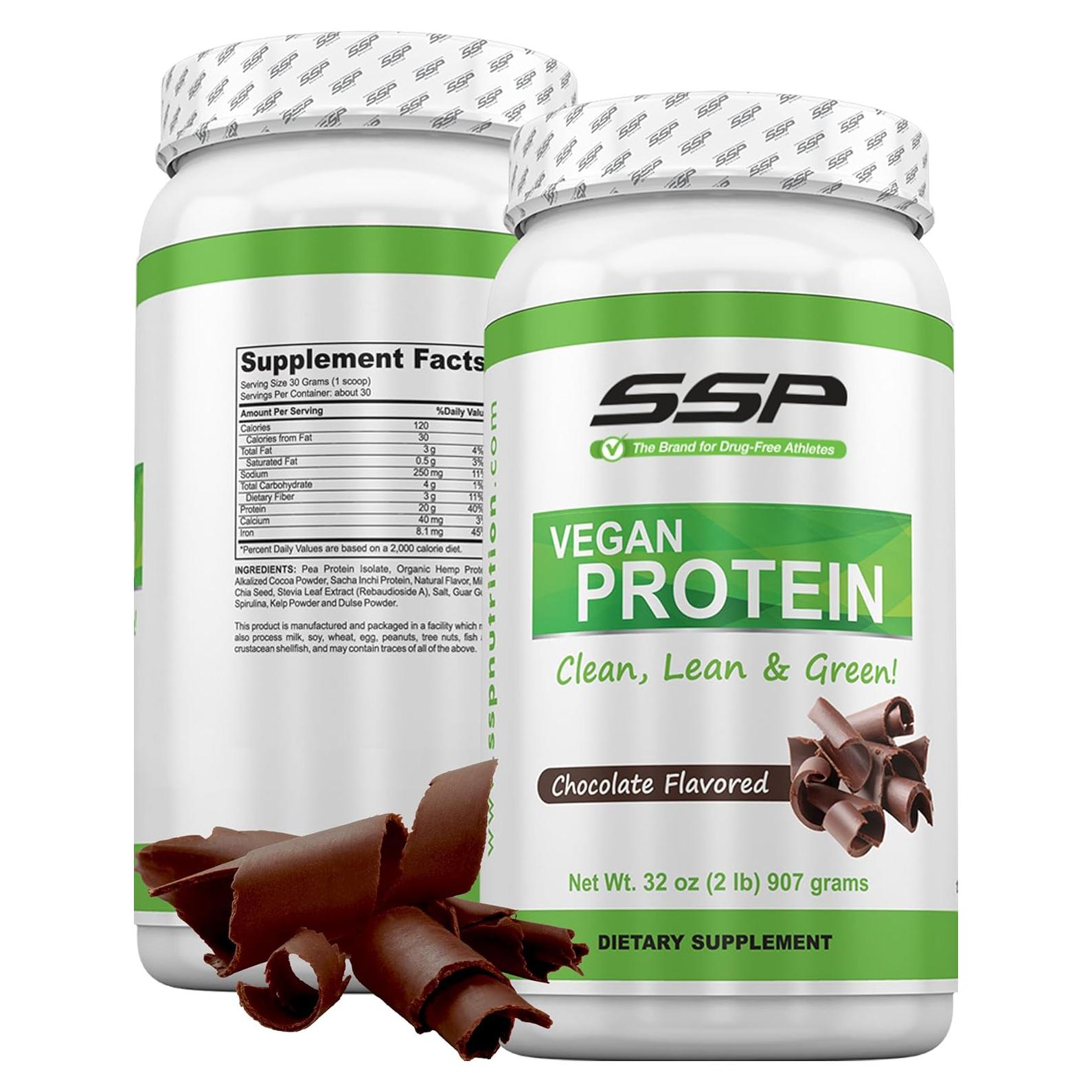 Proteína Vegana SSP 0.91 kg - Aislado de Guisante y Cañamo Sabor Chocolate