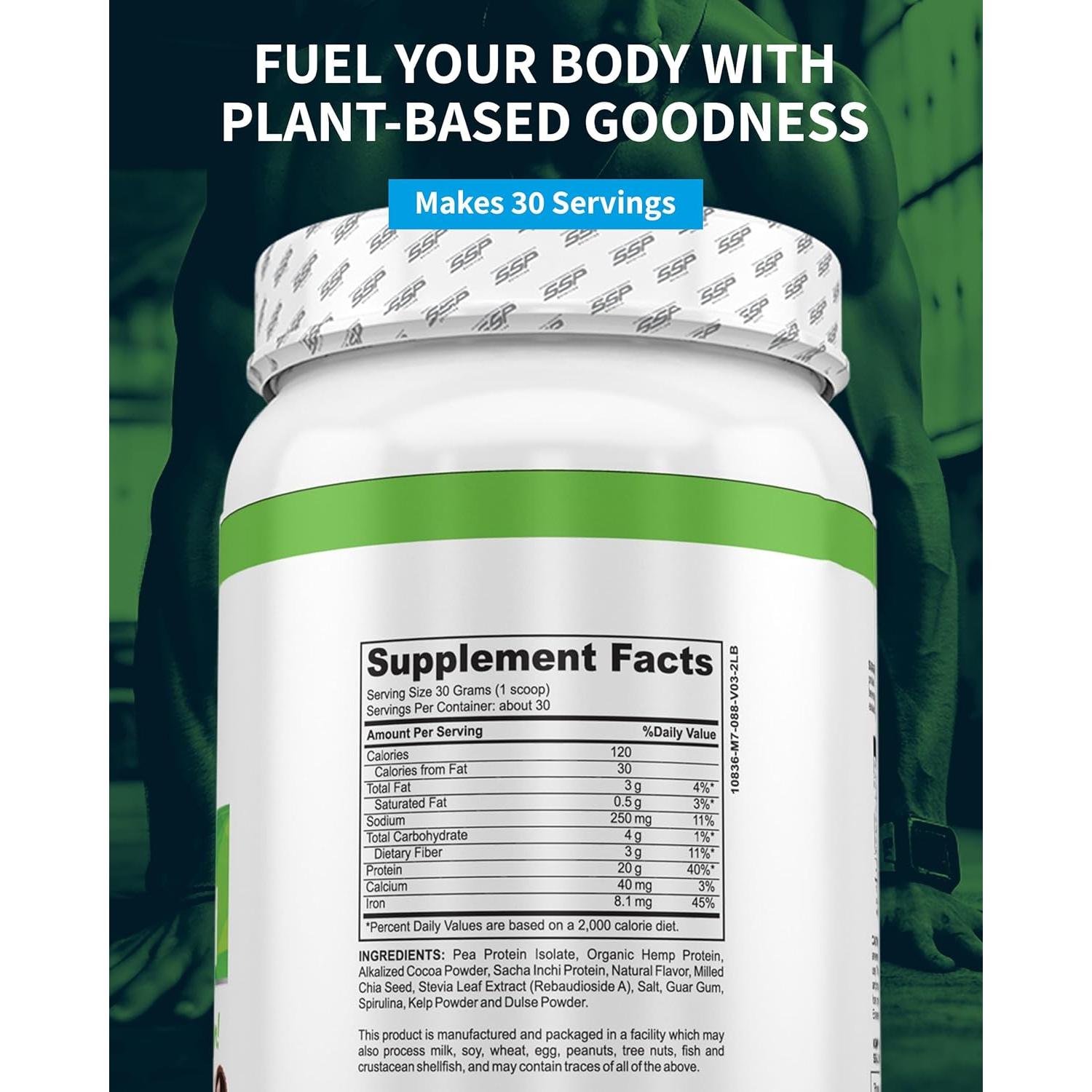 Proteína Vegana SSP 0.91 kg - Aislado de Guisante y Cañamo Sabor Chocolate