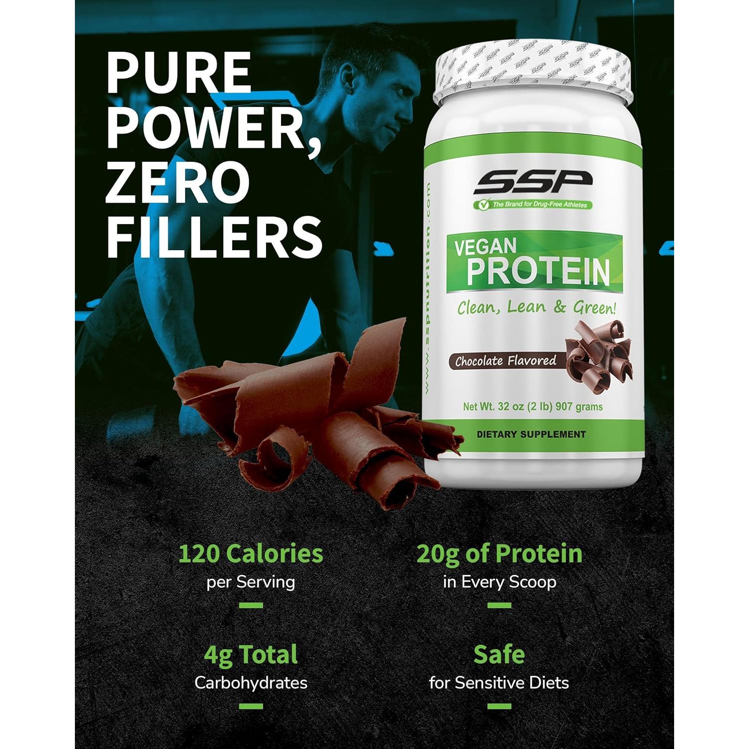 Proteína Vegana SSP 0.91 kg - Aislado de Guisante y Cañamo Sabor Chocolate