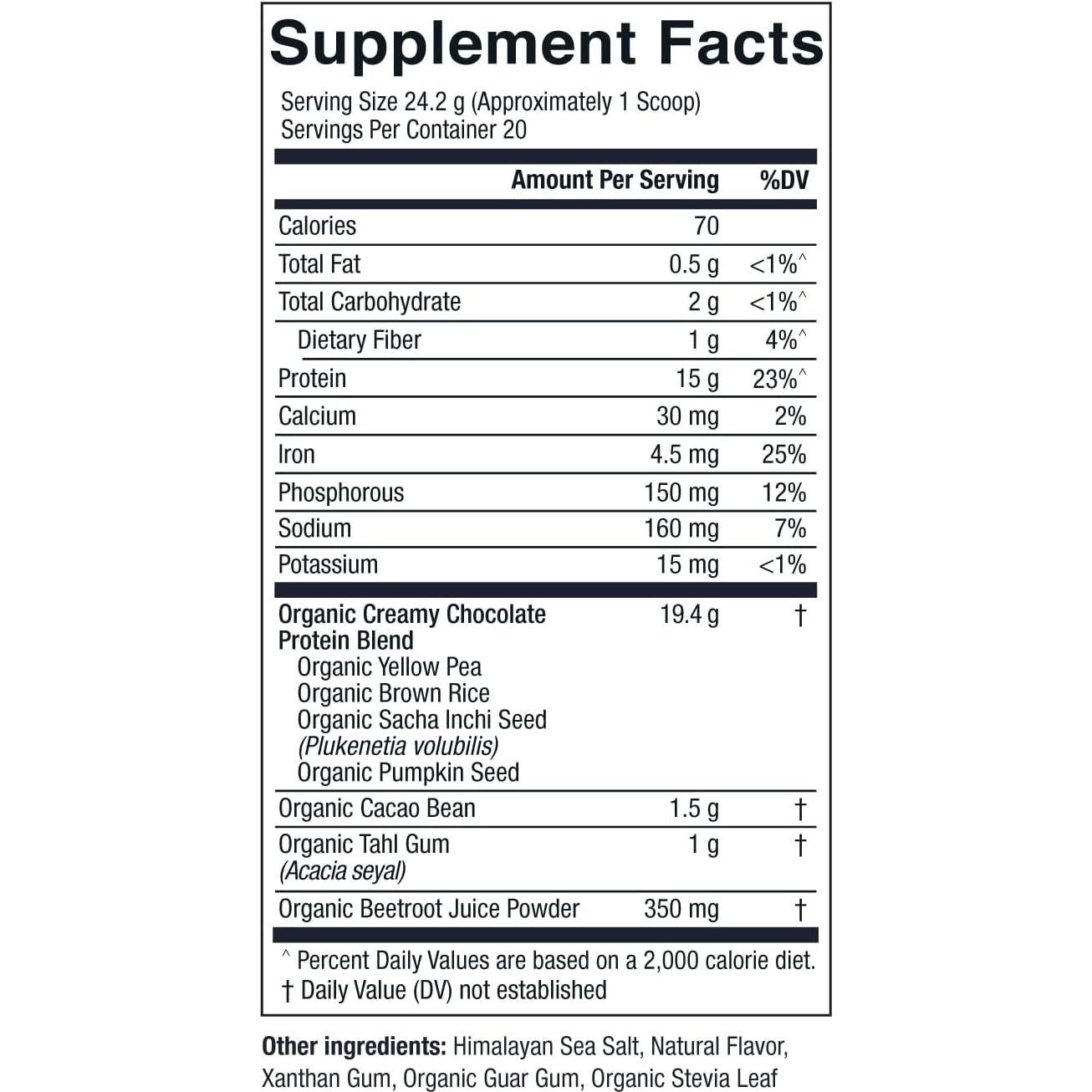 Proteína Vegetal Orgánica Elementos Esenciales 0.48kg Chocolate