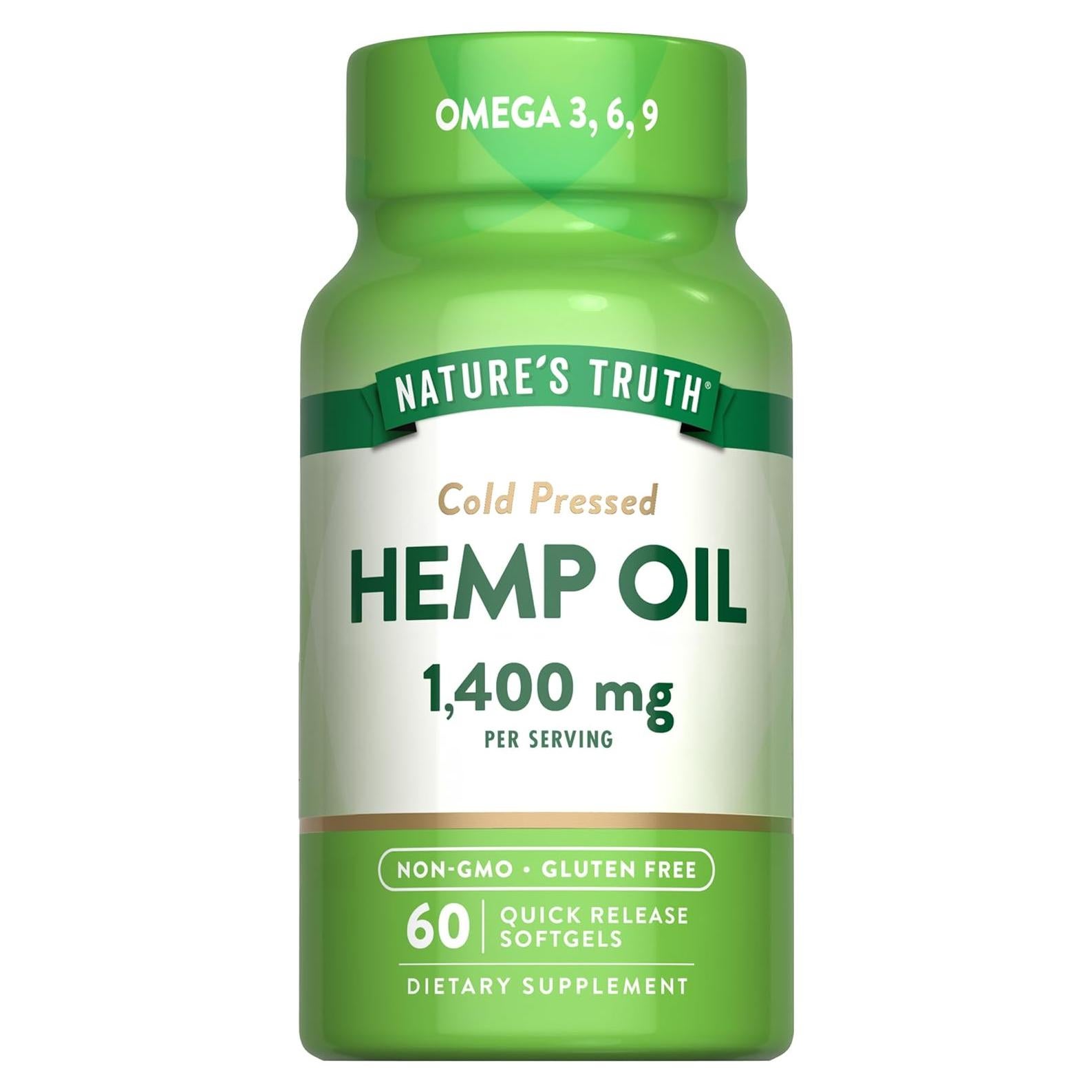 Aceite de Semilla de Cañamo Nature's Truth 1400mg 60 Cápsulas Omega 3 6 9