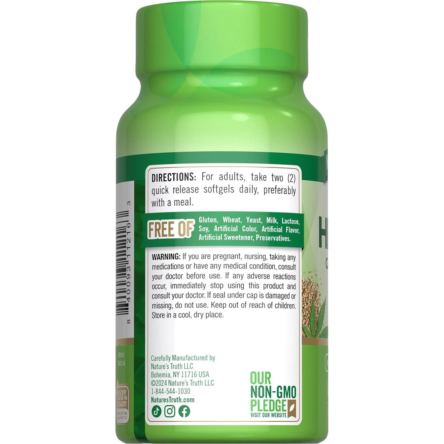 Aceite de Semilla de Cañamo Nature's Truth 1400mg 60 Cápsulas Omega 3 6 9