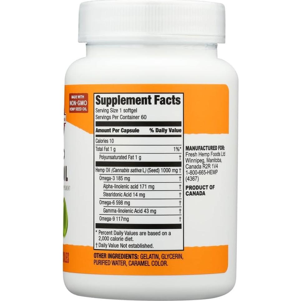Aceite de Semilla de Cañamo Manitoba Harvest 1000mg 60 Cápsulas