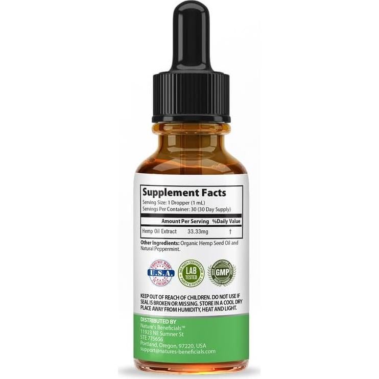 Aceite de Cáñamo Orgánico Nature's Beneficials 1000mg 30mL