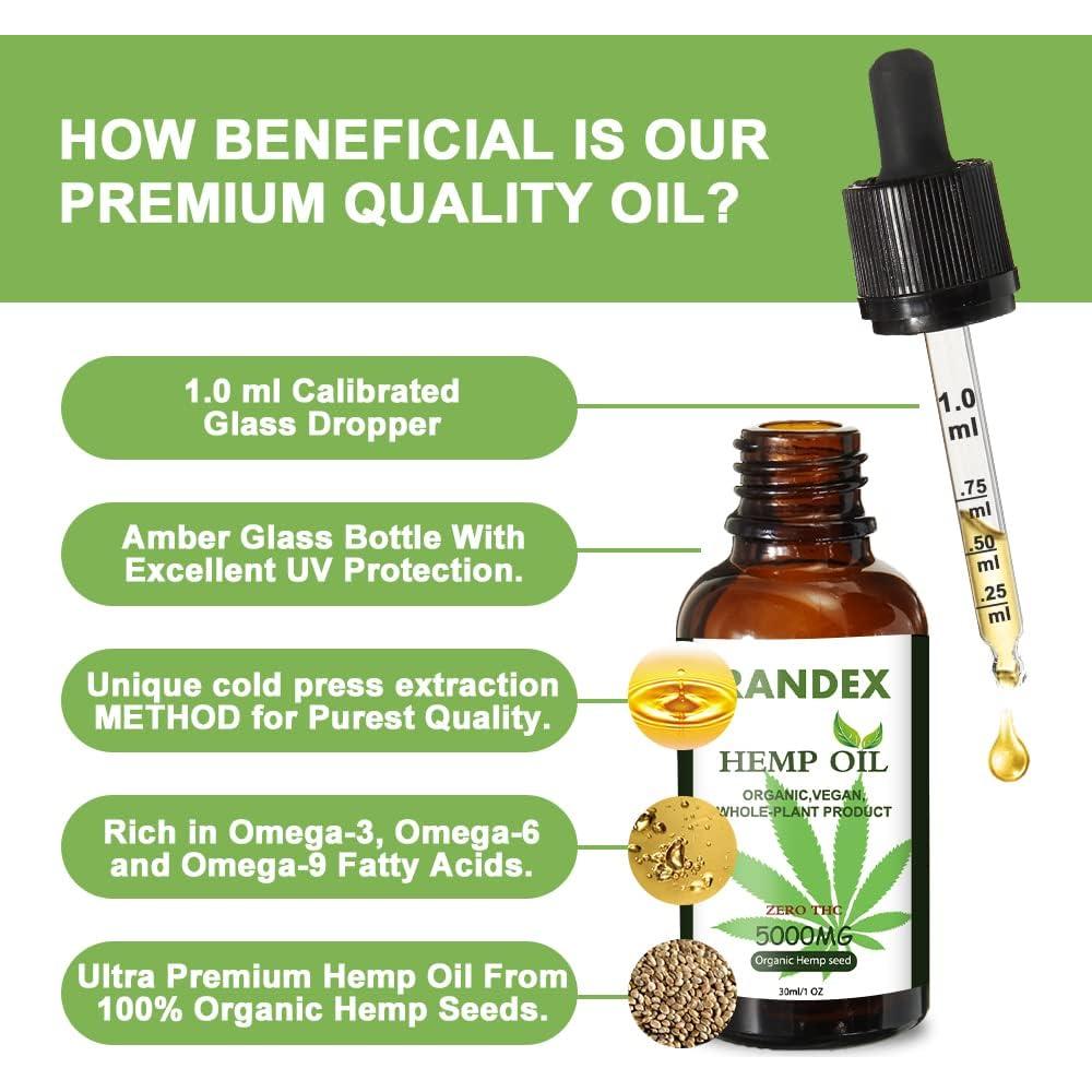 Aceite de Cáñamo Orgánico Randex 5000mg Omega 3-6-9