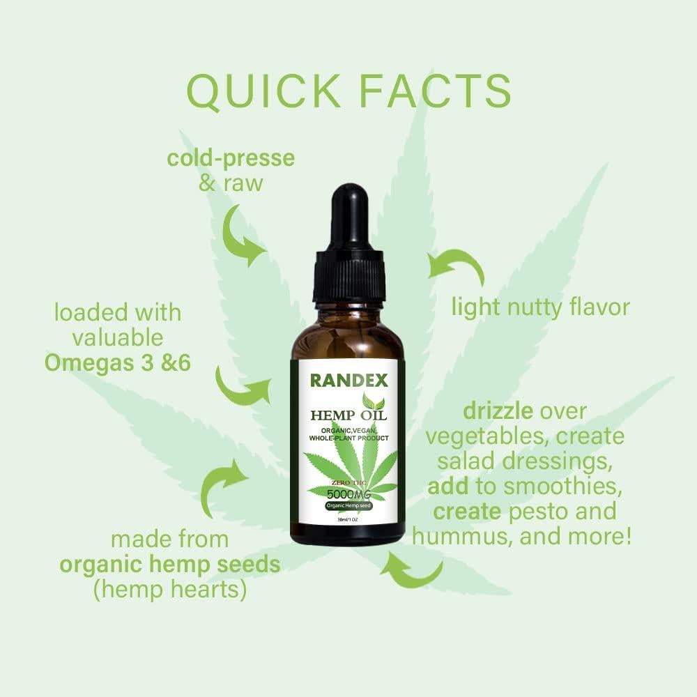 Aceite de Cáñamo Orgánico Randex 5000mg Omega 3-6-9