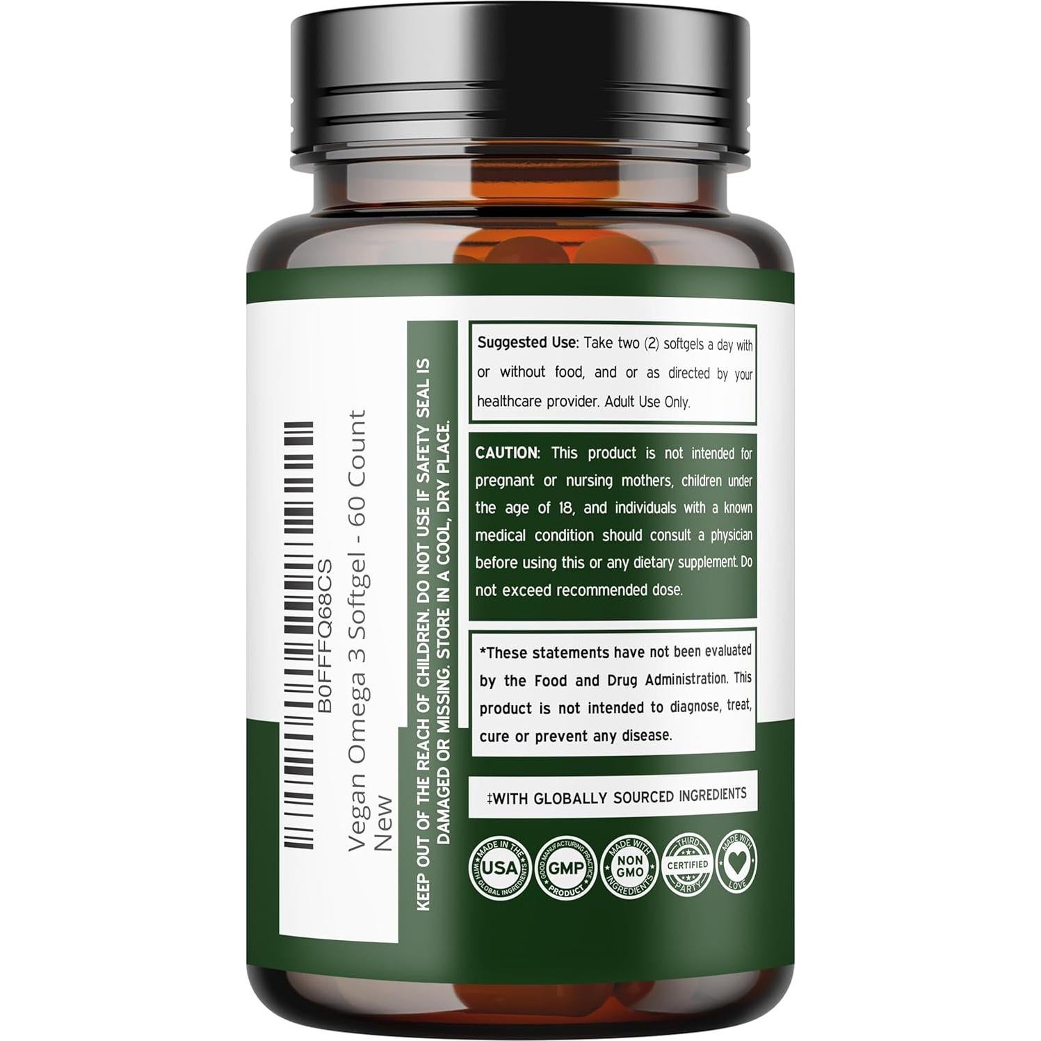 Suplemento Omega 3 Vegano Dorado Nutrition 60 Cápsulas