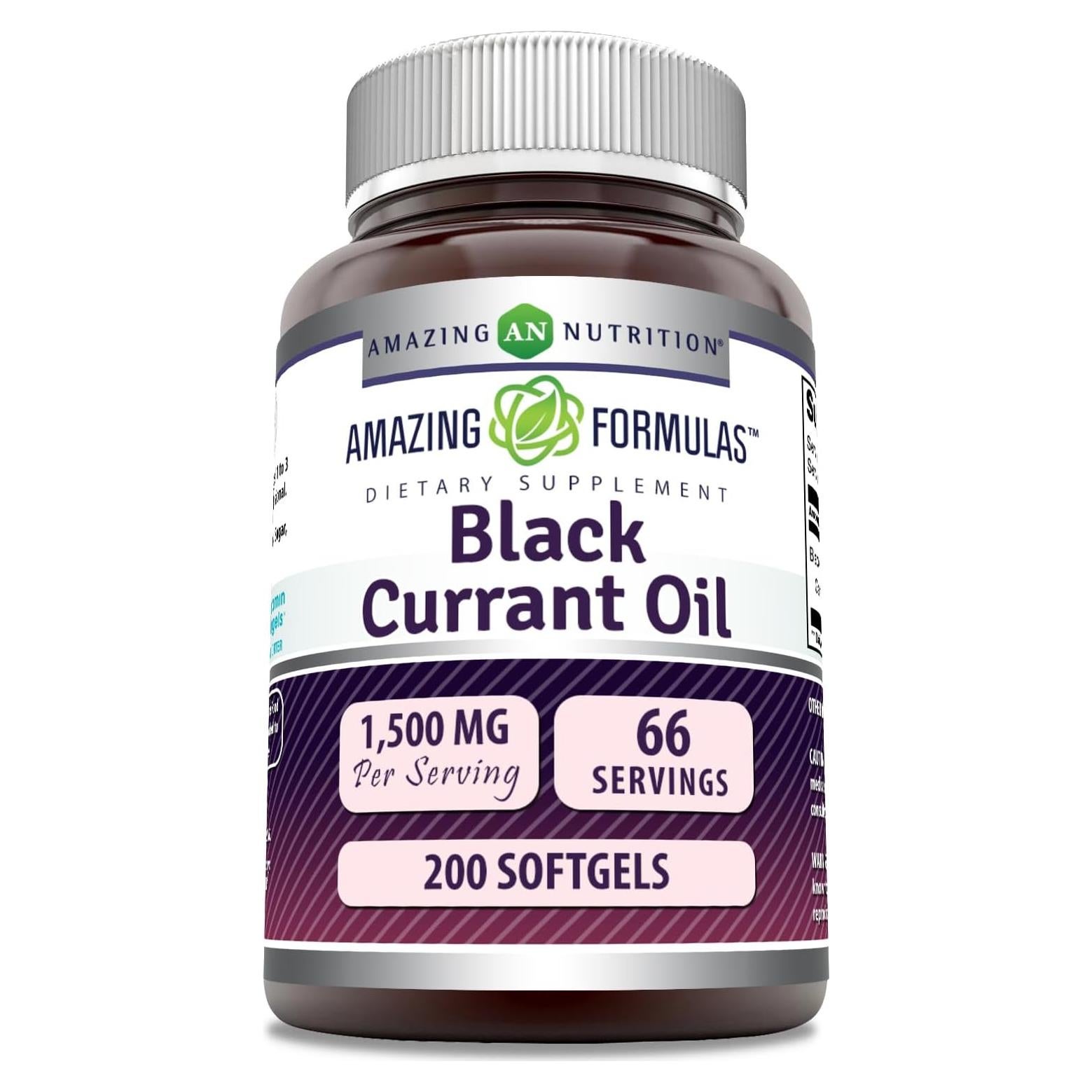 Aceite de Grosella Negra Amazing Nutrition 1500 mg 200 Gelatinas