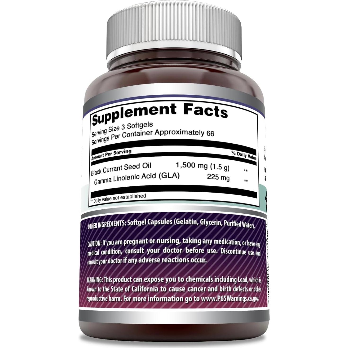 Aceite de Grosella Negra Amazing Nutrition 1500 mg 200 Gelatinas