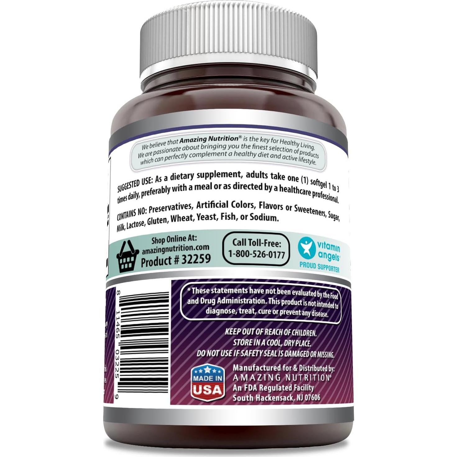 Aceite de Grosella Negra Amazing Nutrition 1500 mg 200 Gelatinas