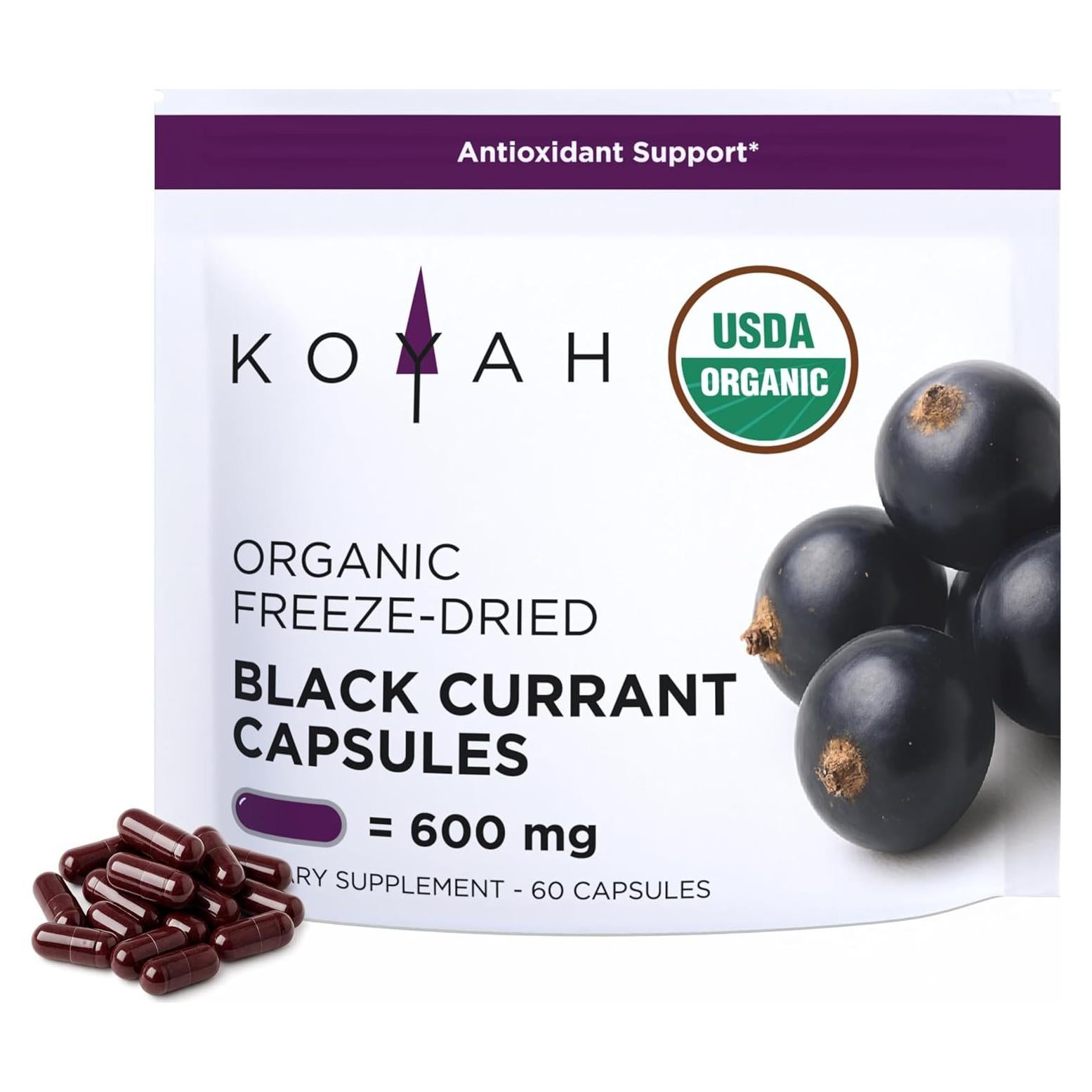 Cápsulas de Grosella Negra Orgánica KOYAH 600 mg Veganas 60 Uds