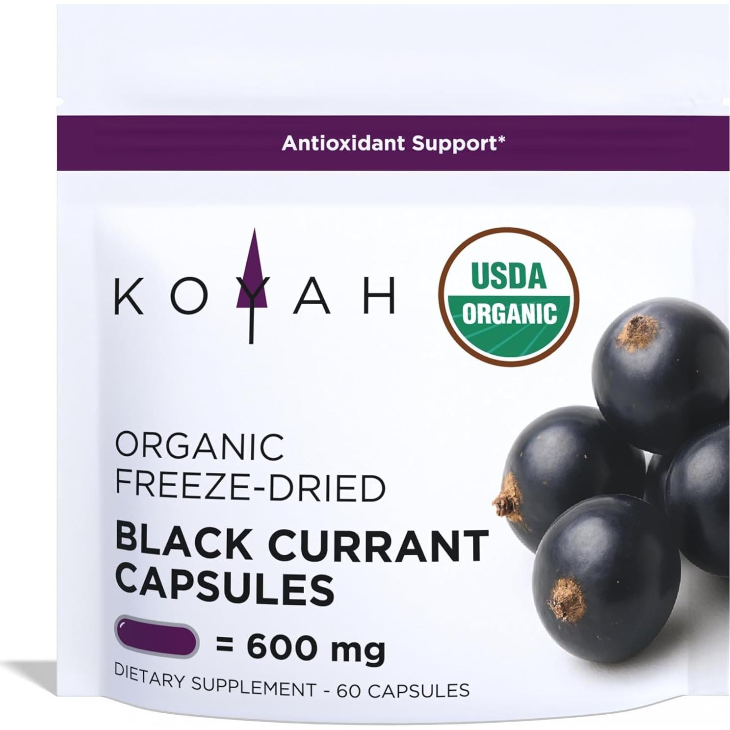 Cápsulas de Grosella Negra Orgánica KOYAH 600 mg Veganas 60 Uds