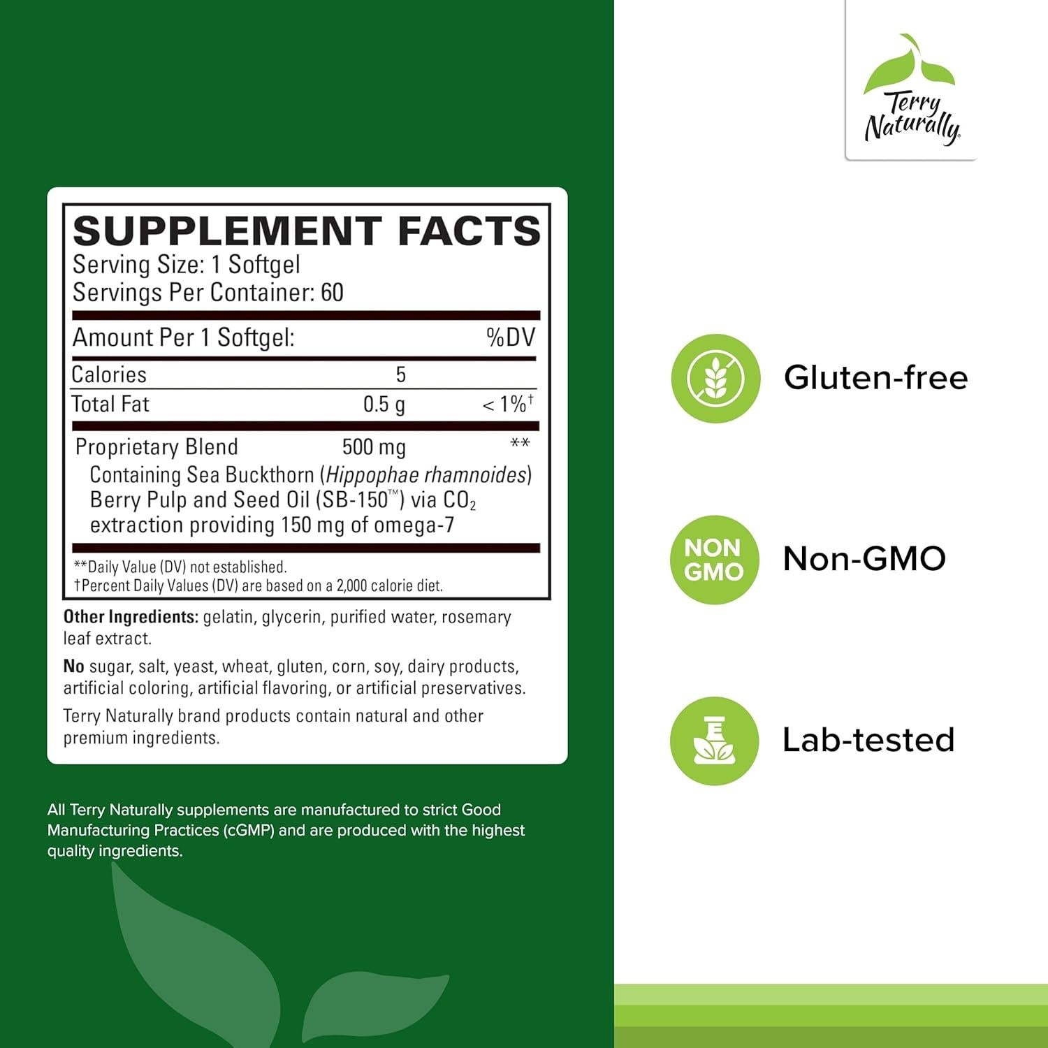 Suplemento Ocular Terry Naturally Omega-7 - 60 Gelatinas Blandas